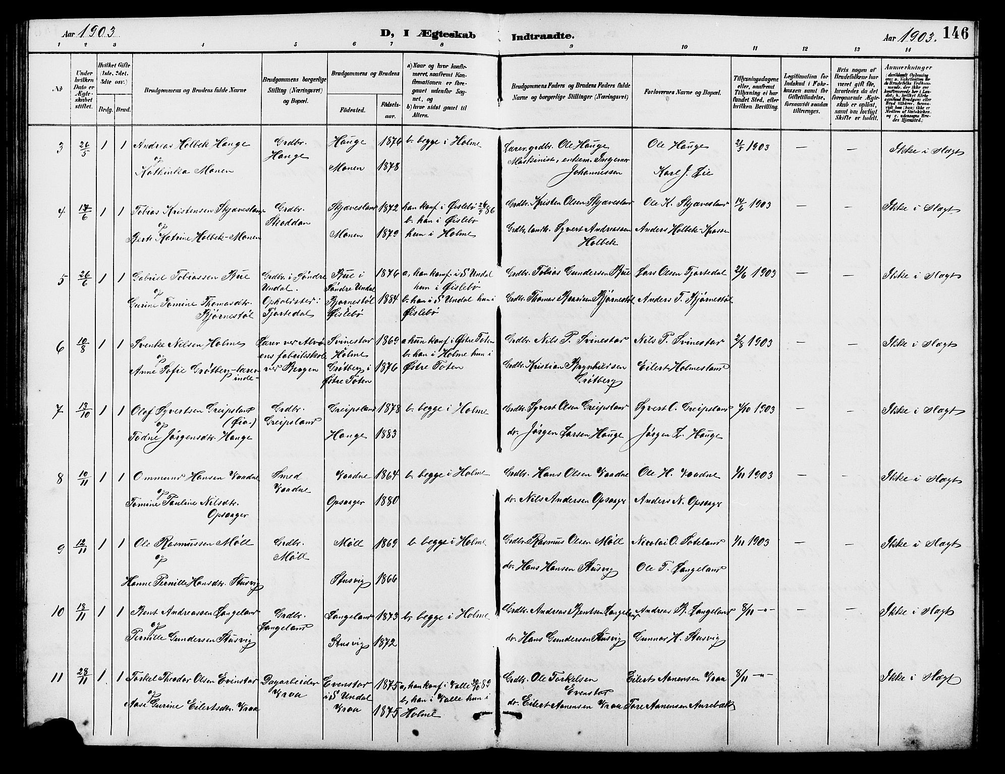 Holum sokneprestkontor, SAK/1111-0022/F/Fb/Fba/L0005: Parish register (copy) no. B 5, 1891-1909, p. 146
