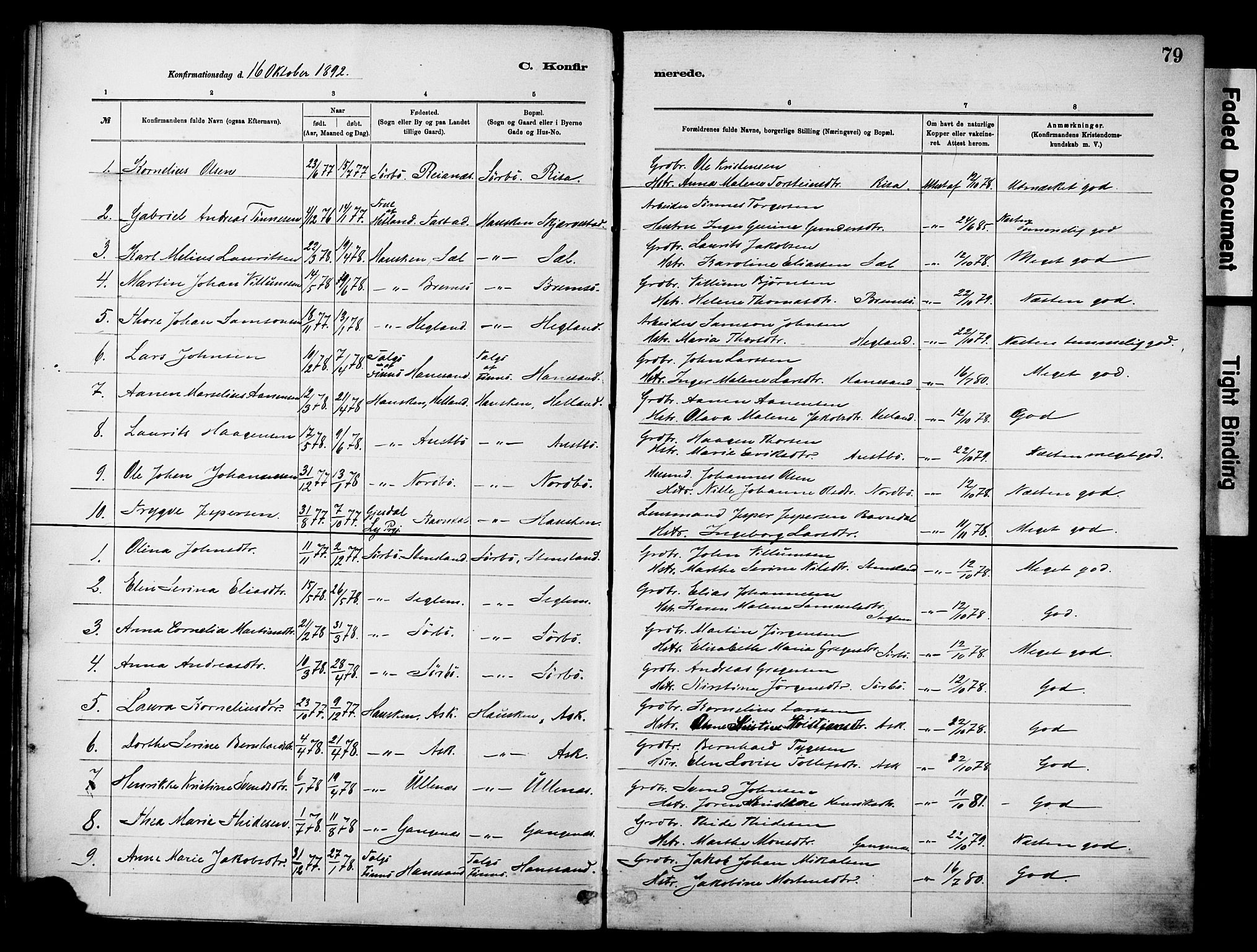 Rennesøy sokneprestkontor, AV/SAST-A -101827/H/Ha/Haa/L0012: Parish register (official) no. A 13, 1885-1917, p. 79