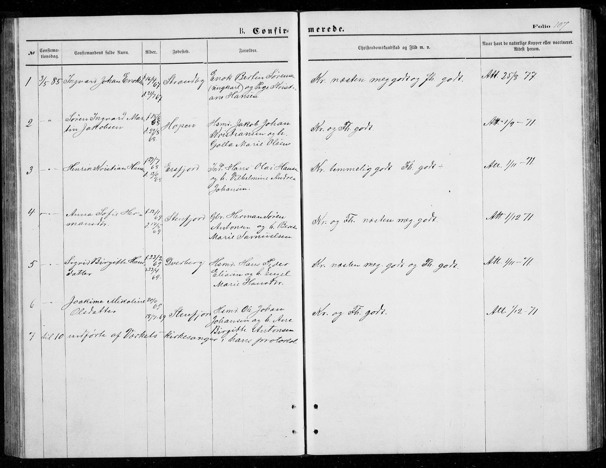 Berg sokneprestkontor, SATØ/S-1318/G/Ga/Gab/L0003klokker: Parish register (copy) no. 3, 1874-1886, p. 107
