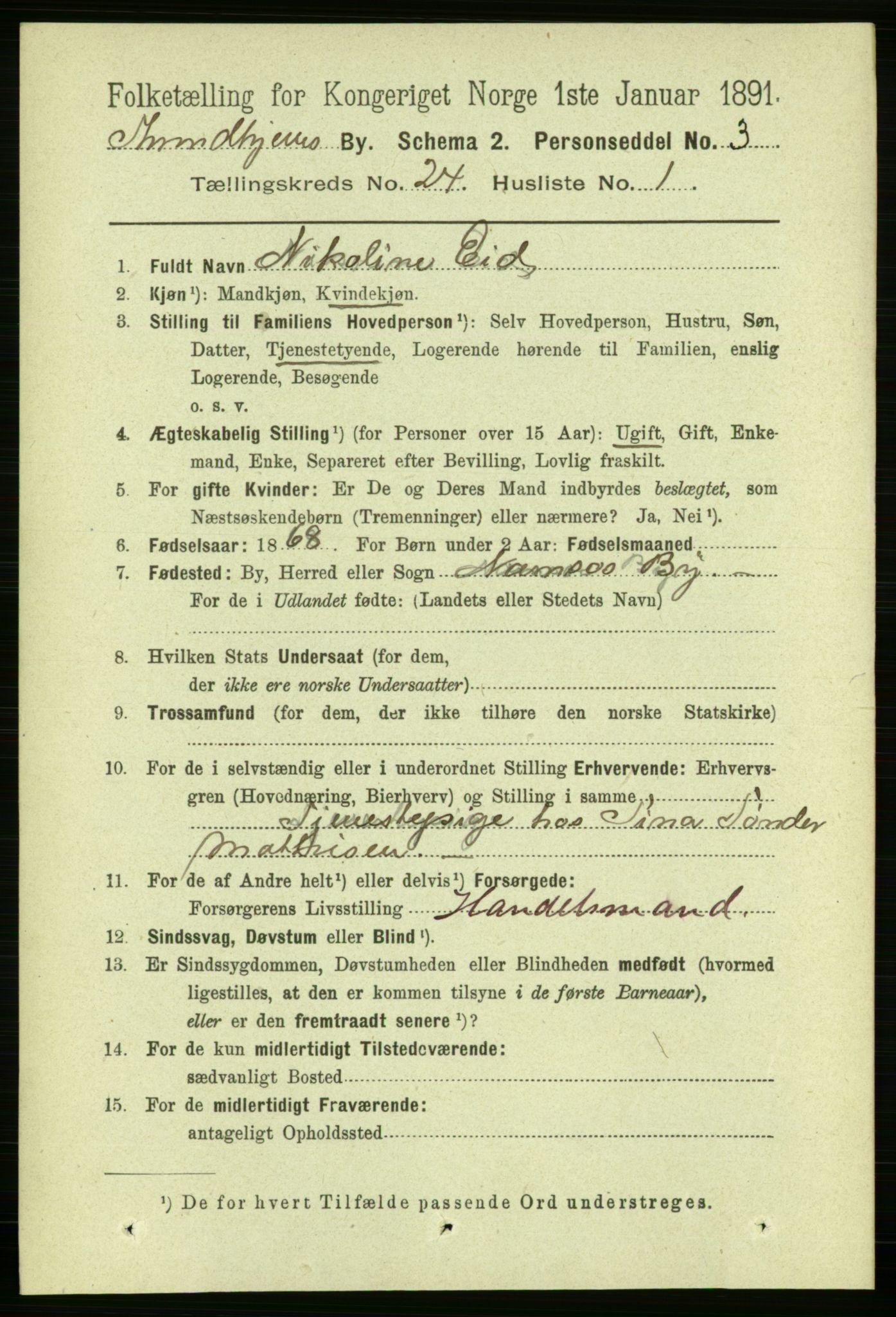 RA, 1891 census for 1601 Trondheim, 1891, p. 17948