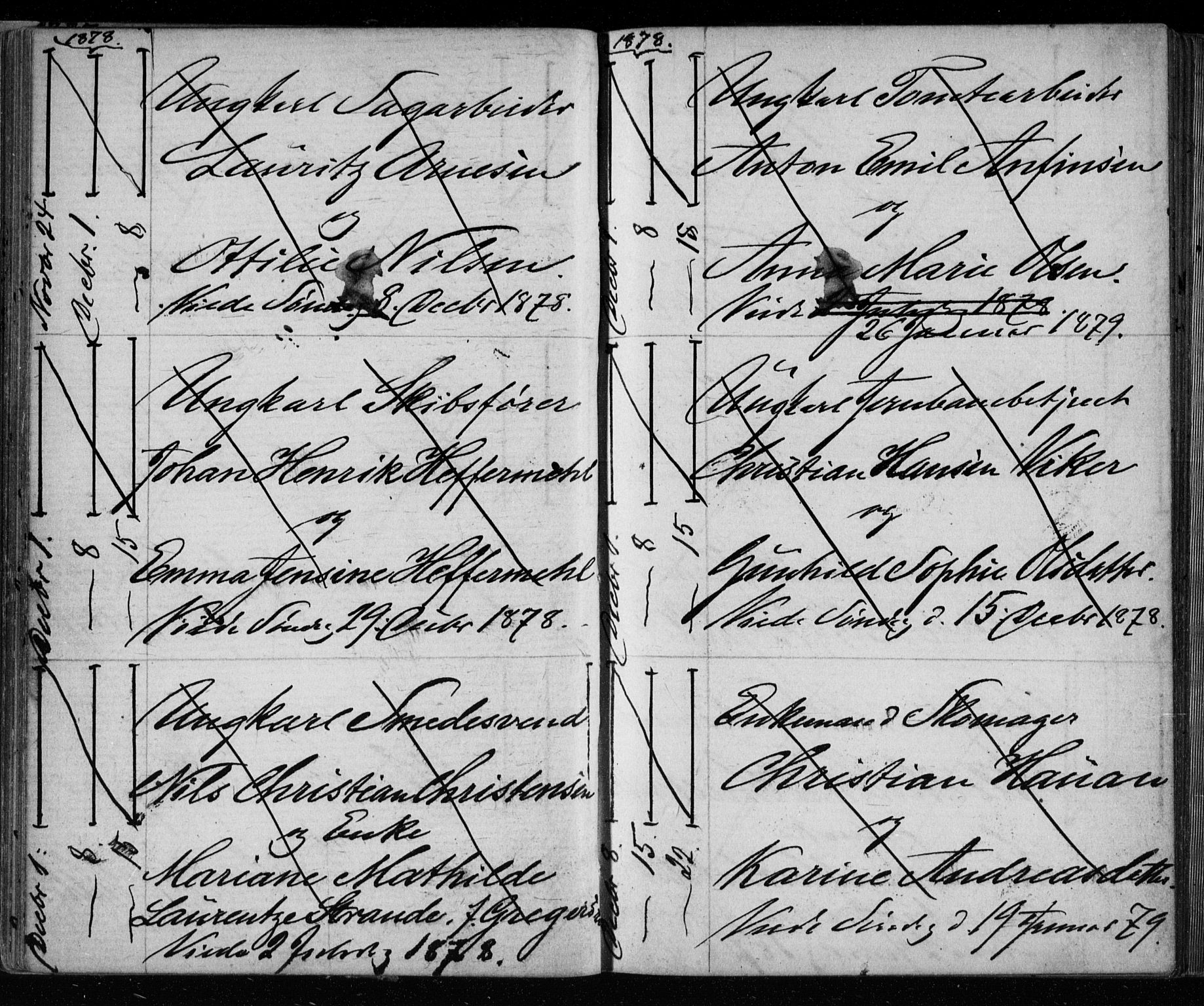 Bragernes kirkebøker, AV/SAKO-A-6/H/Ha/L0006: Banns register no. 6, 1873-1896