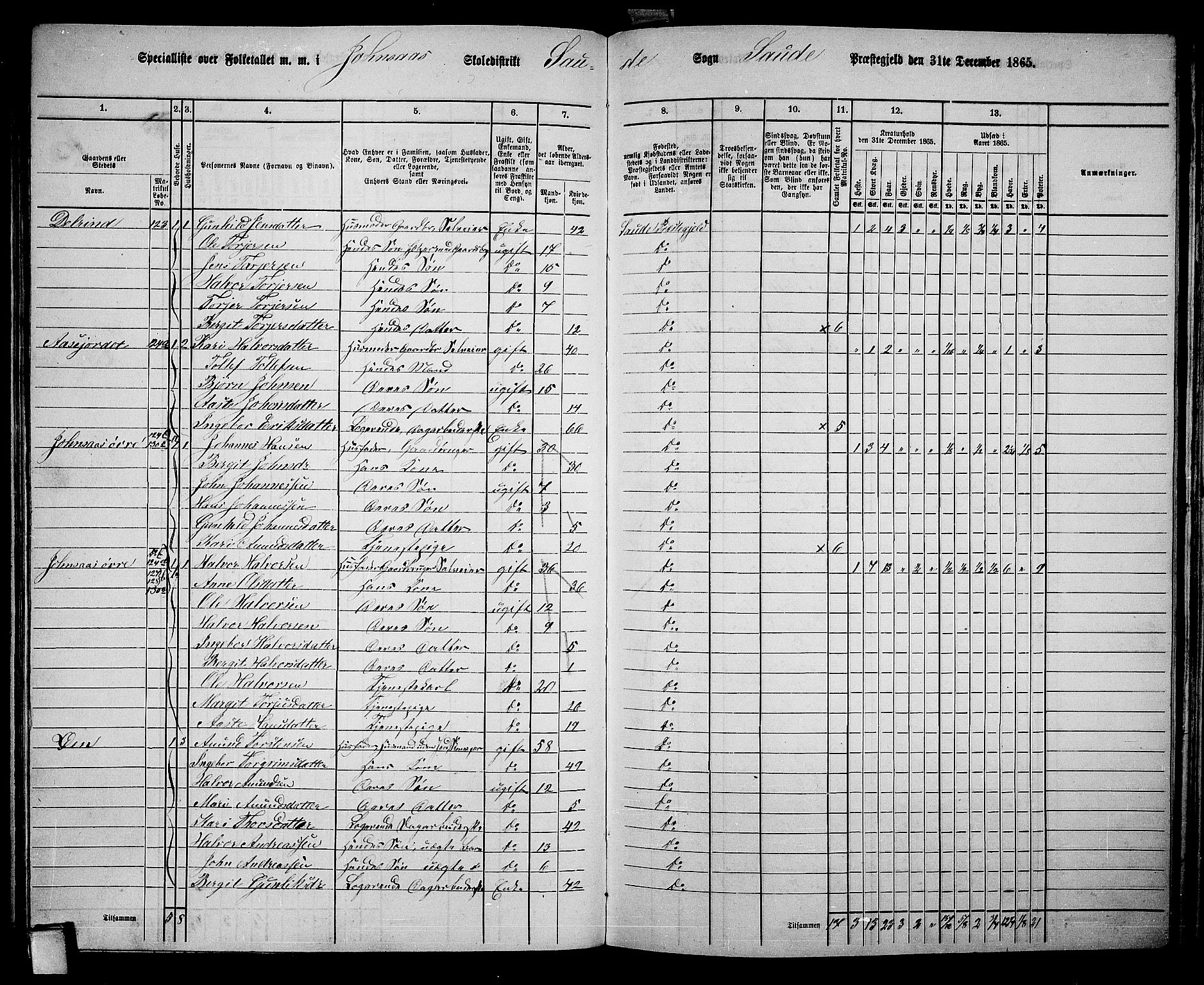 RA, 1865 census for Sauherad, 1865, p. 103