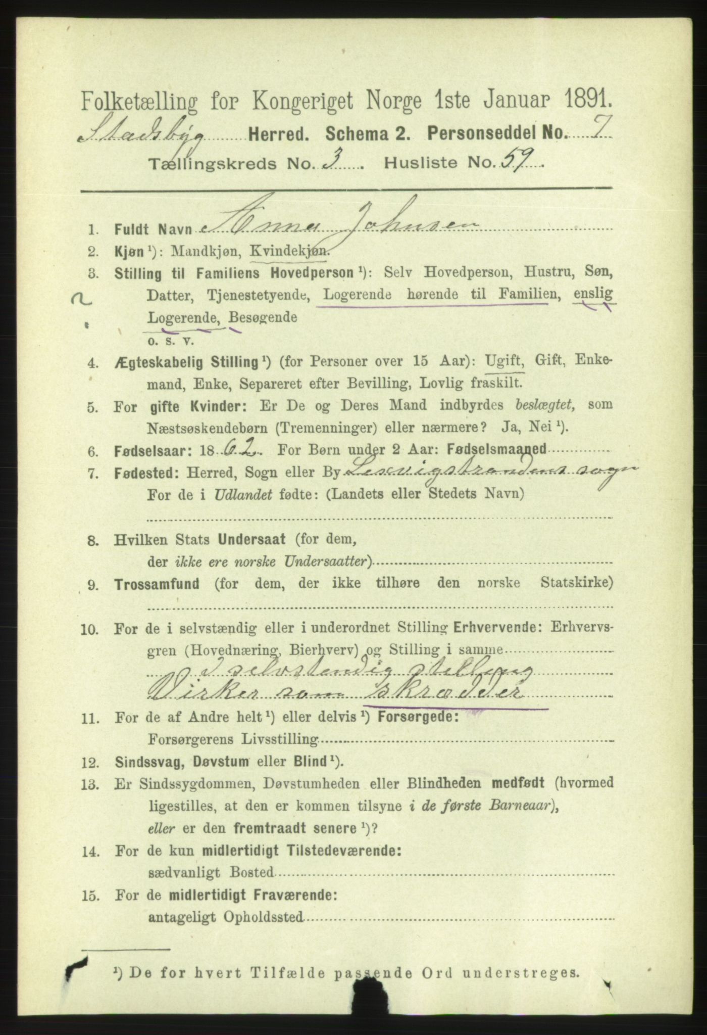 RA, 1891 census for 1625 Stadsbygd, 1891, p. 1745