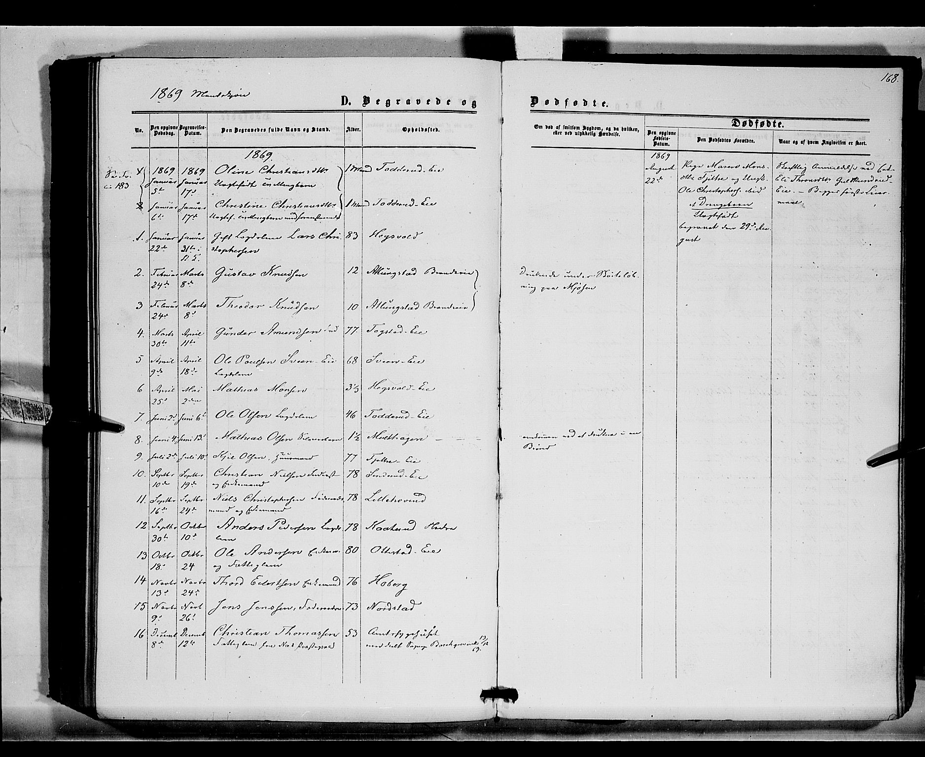 Stange prestekontor, SAH/PREST-002/K/L0015: Parish register (official) no. 15, 1862-1879, p. 168