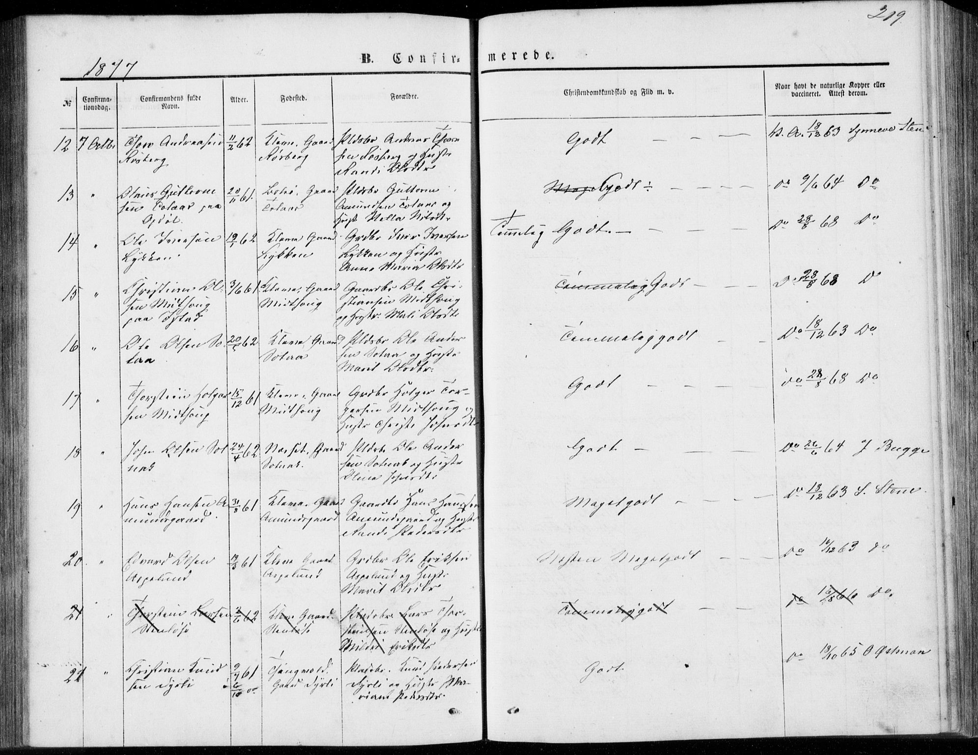 Ministerialprotokoller, klokkerbøker og fødselsregistre - Møre og Romsdal, AV/SAT-A-1454/557/L0681: Parish register (official) no. 557A03, 1869-1886, p. 219