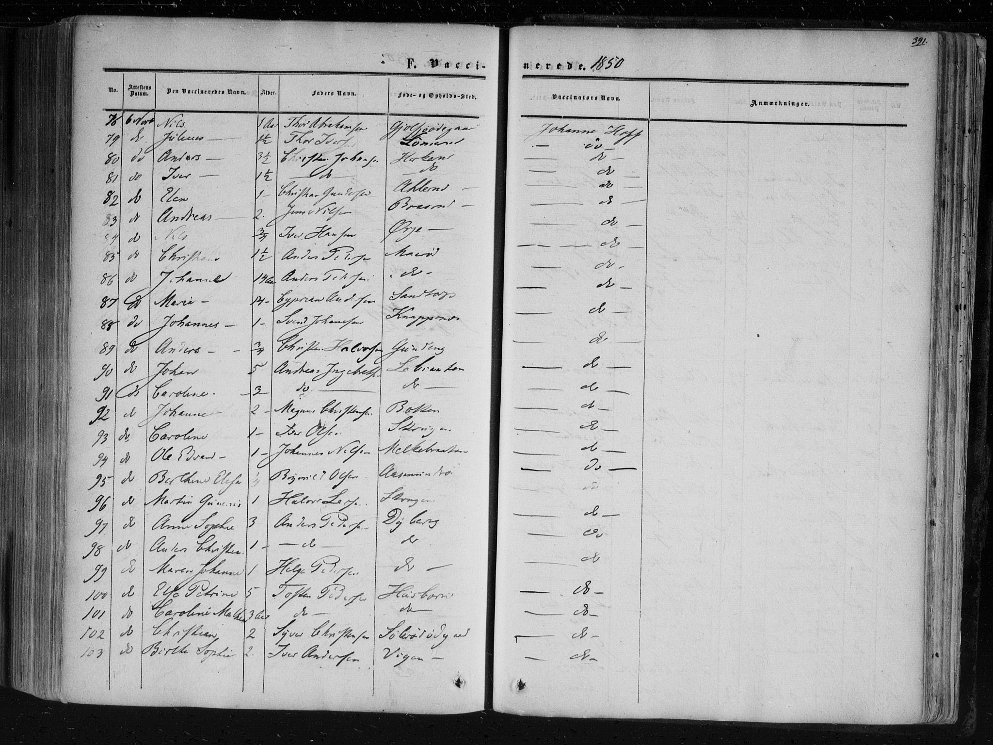 Aremark prestekontor Kirkebøker, AV/SAO-A-10899/F/Fc/L0003: Parish register (official) no. III 3, 1850-1865, p. 391