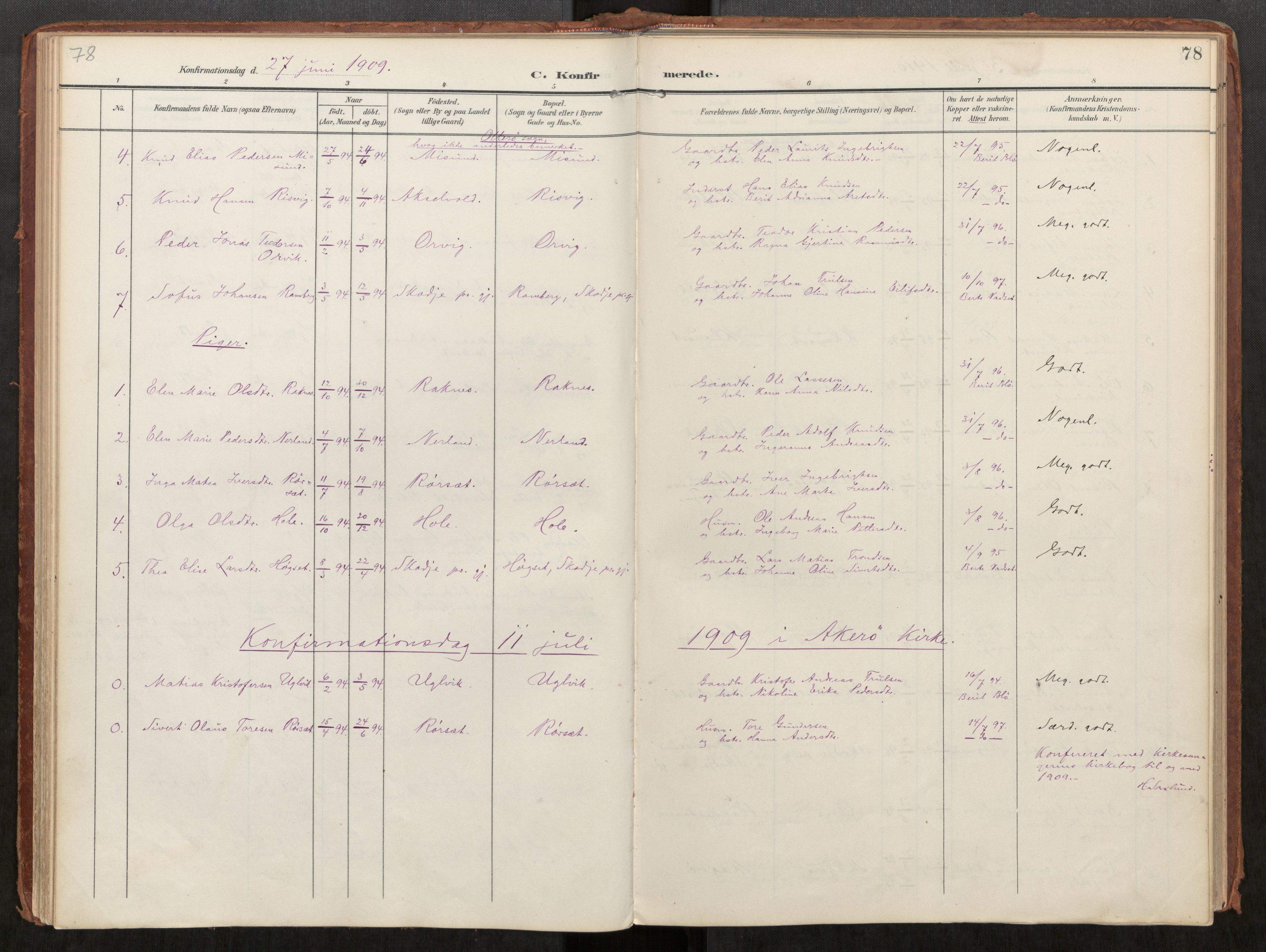 Ministerialprotokoller, klokkerbøker og fødselsregistre - Møre og Romsdal, AV/SAT-A-1454/563/L0740: Parish register (official) no. 563A02, 1903-1923, p. 78