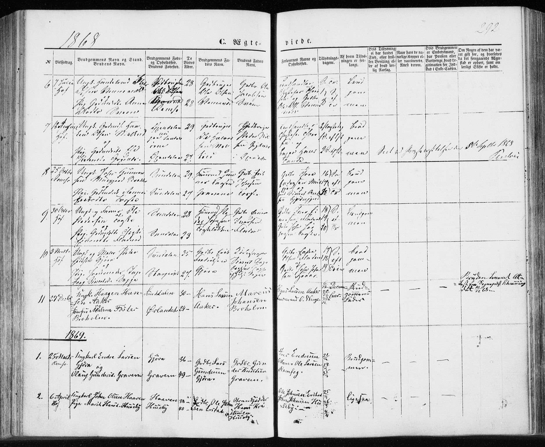 Ministerialprotokoller, klokkerbøker og fødselsregistre - Møre og Romsdal, AV/SAT-A-1454/590/L1013: Parish register (official) no. 590A05, 1847-1877, p. 292