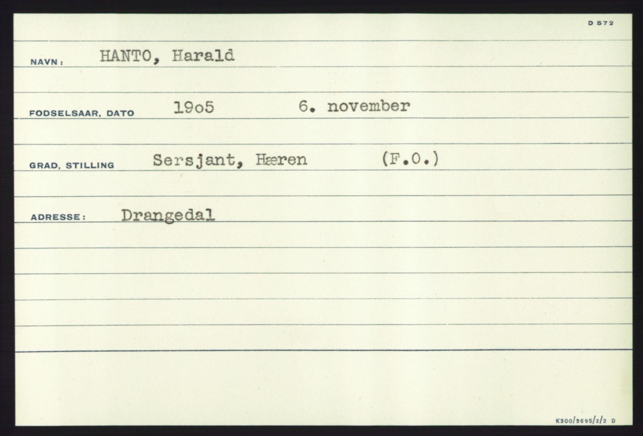 Forsvaret, Krigsdekorasjonskanselliet, AV/RA-RAFA-5156/G/Ga/Gaa/L0002: Hansteen - Merkesdal, 1944-1956