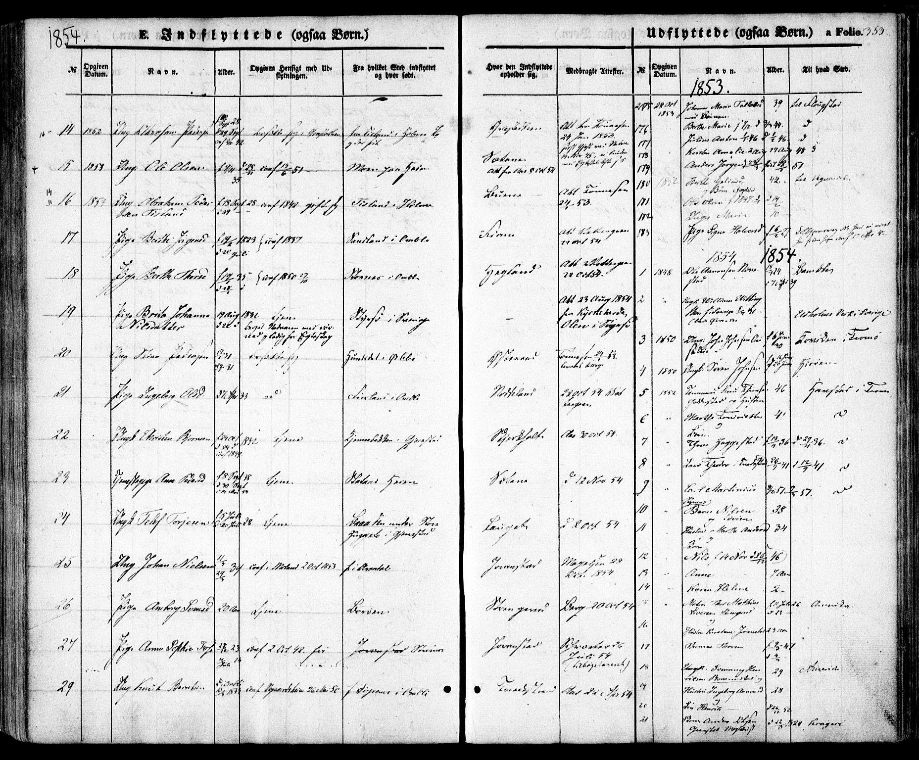 Holt sokneprestkontor, SAK/1111-0021/F/Fa/L0008: Parish register (official) no. A 8, 1849-1860, p. 353