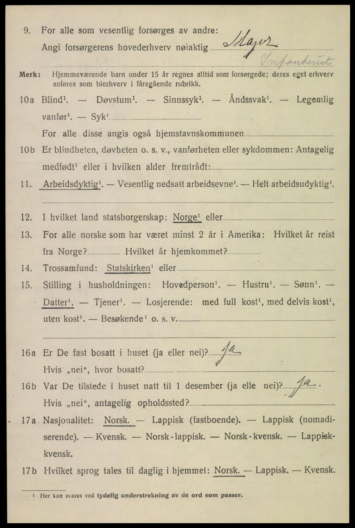 SAT, 1920 census for Narvik, 1920, p. 5805