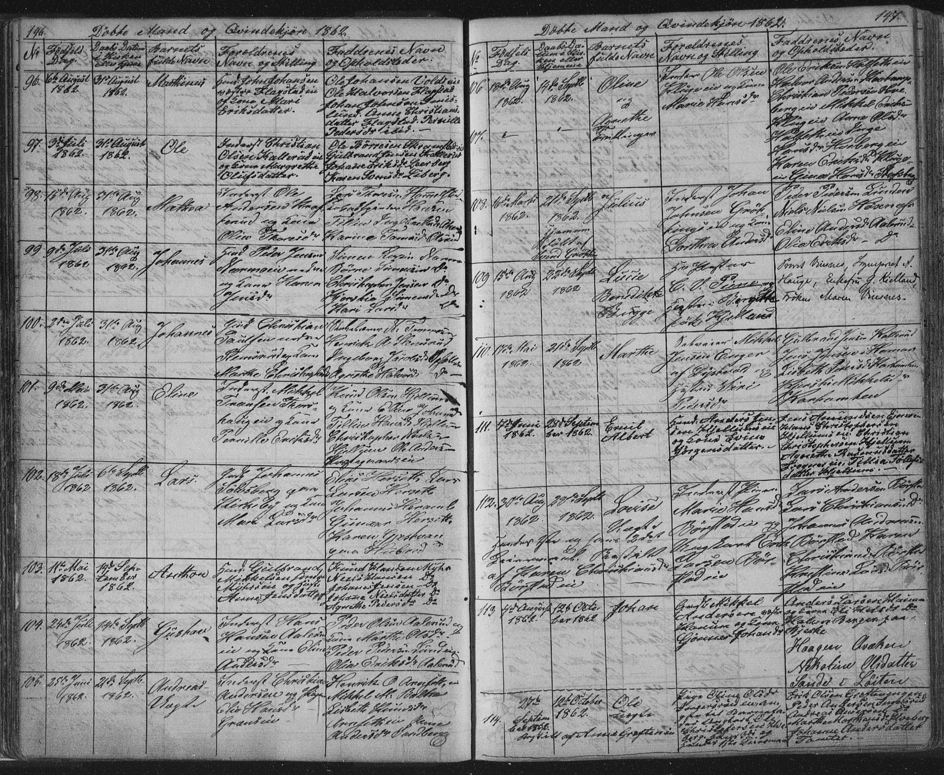 Vang prestekontor, Hedmark, AV/SAH-PREST-008/H/Ha/Hab/L0010A: Parish register (copy) no. 10a, 1854-1896, p. 146-147