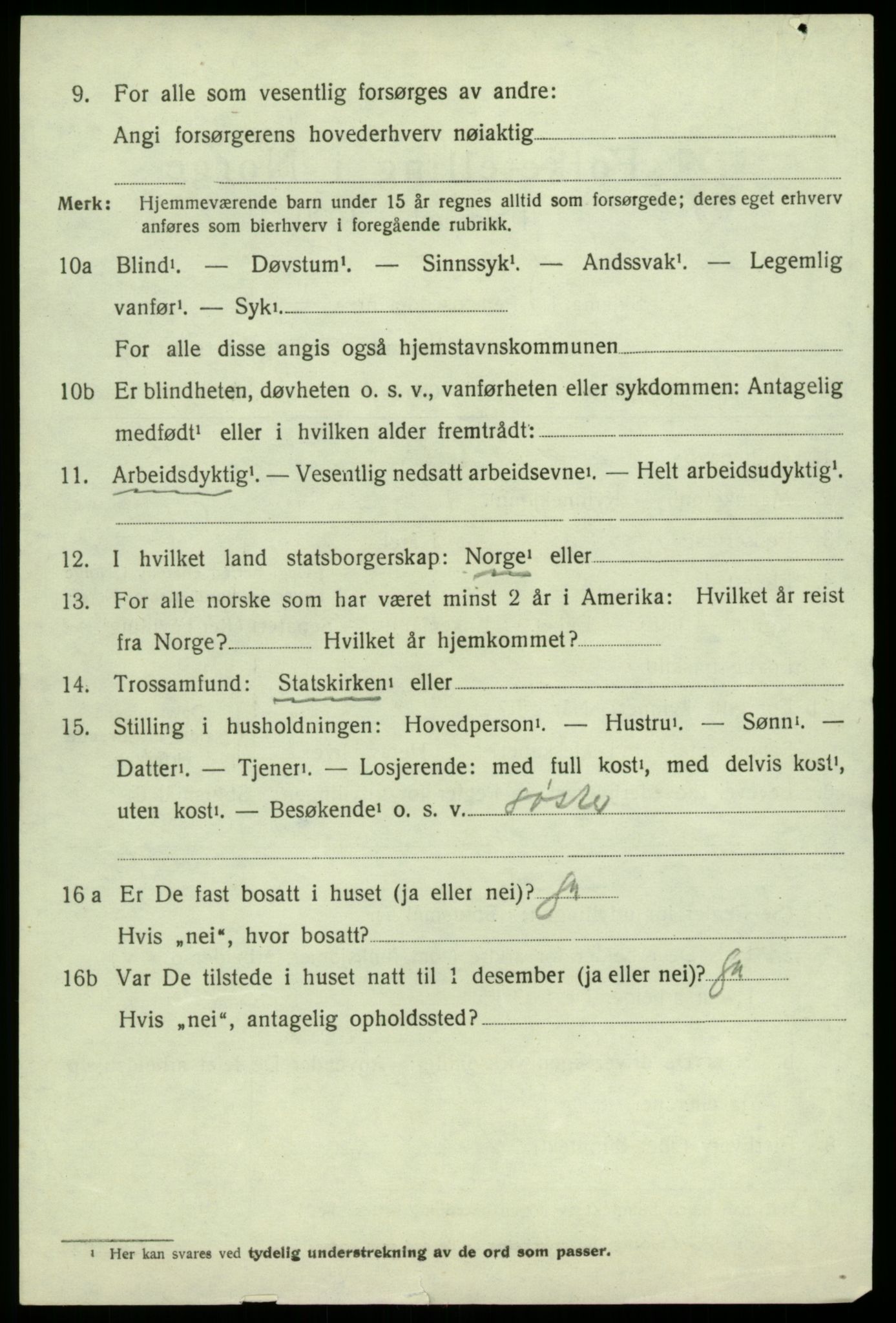 SAB, 1920 census for Odda, 1920, p. 9420