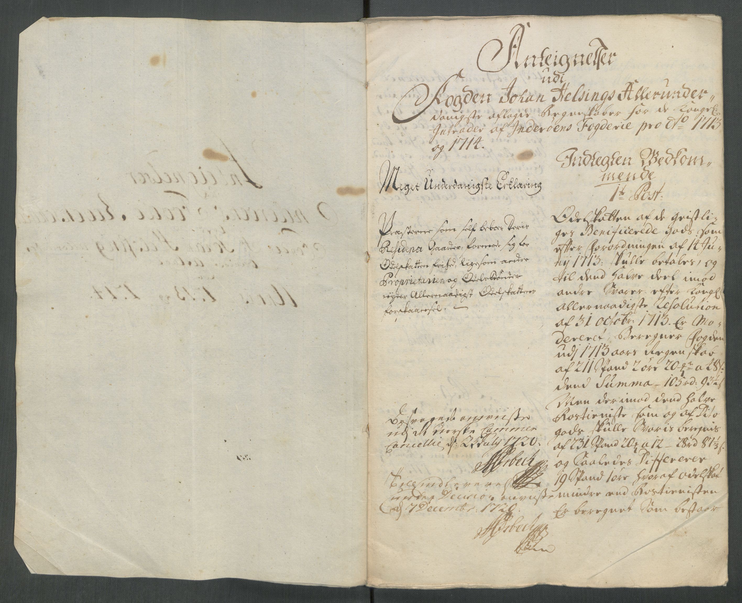 Rentekammeret inntil 1814, Reviderte regnskaper, Fogderegnskap, AV/RA-EA-4092/R63/L4322: Fogderegnskap Inderøy, 1714, p. 405