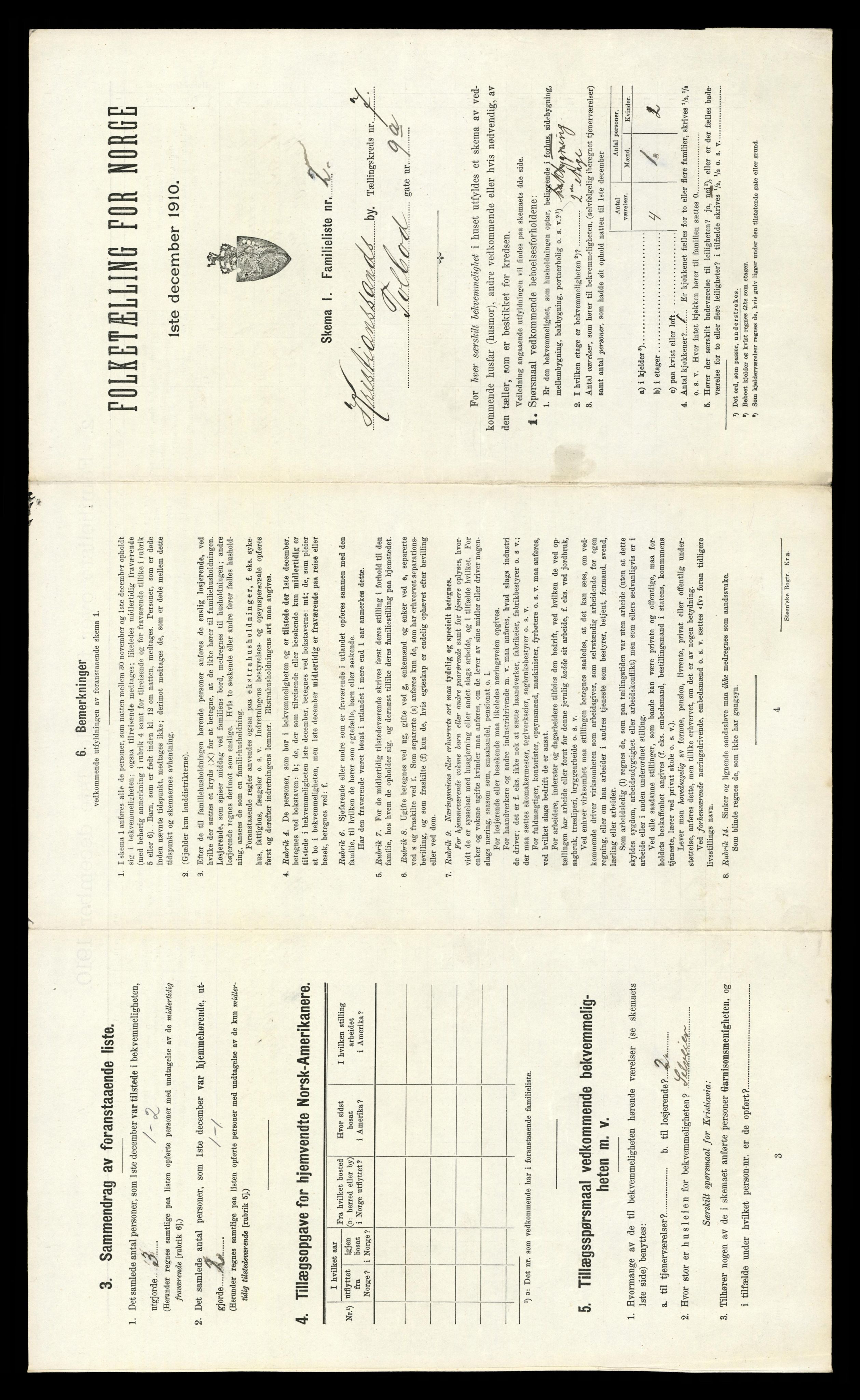 RA, 1910 census for Kristiansand, 1910, p. 1580