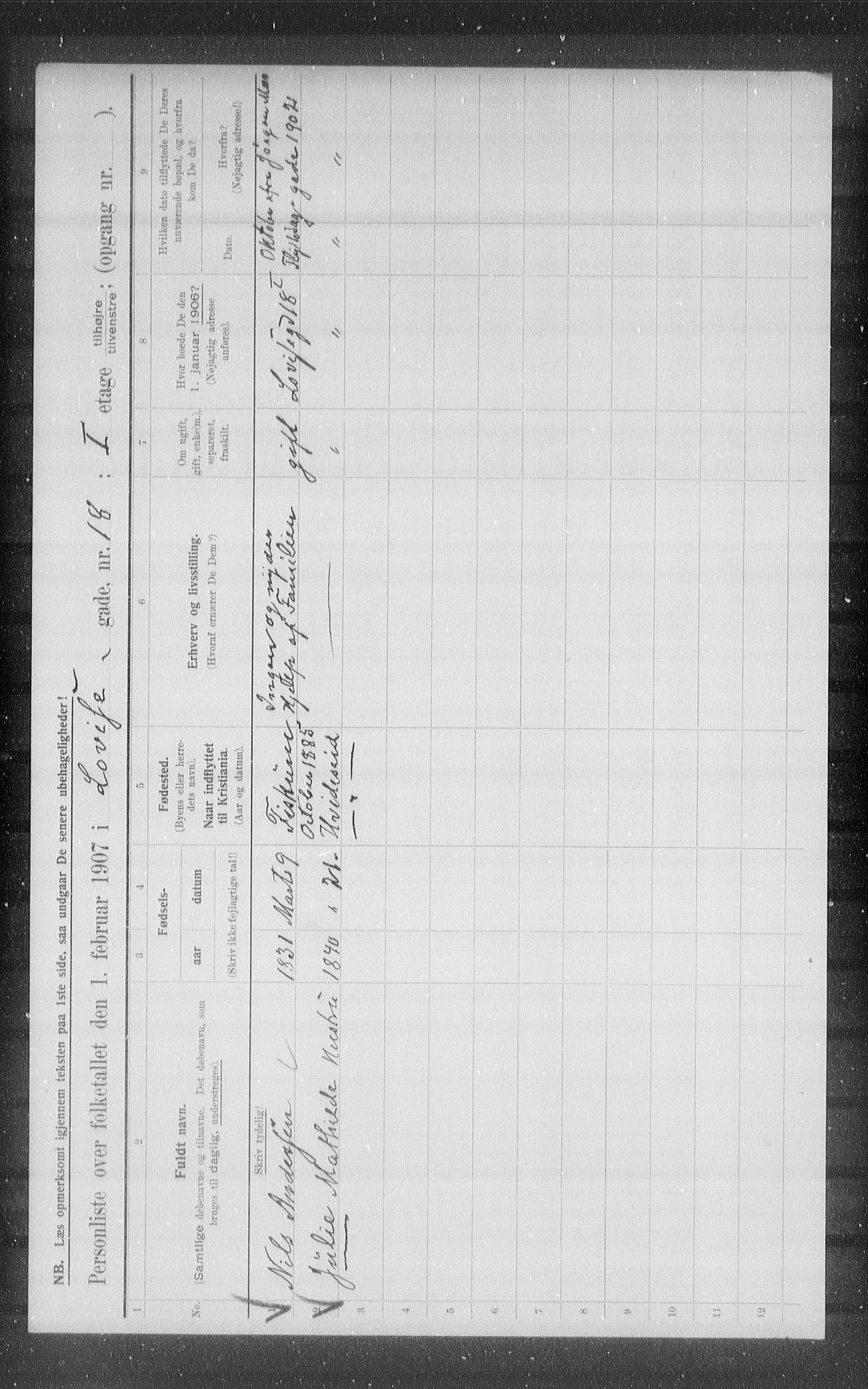 OBA, Municipal Census 1907 for Kristiania, 1907, p. 29844