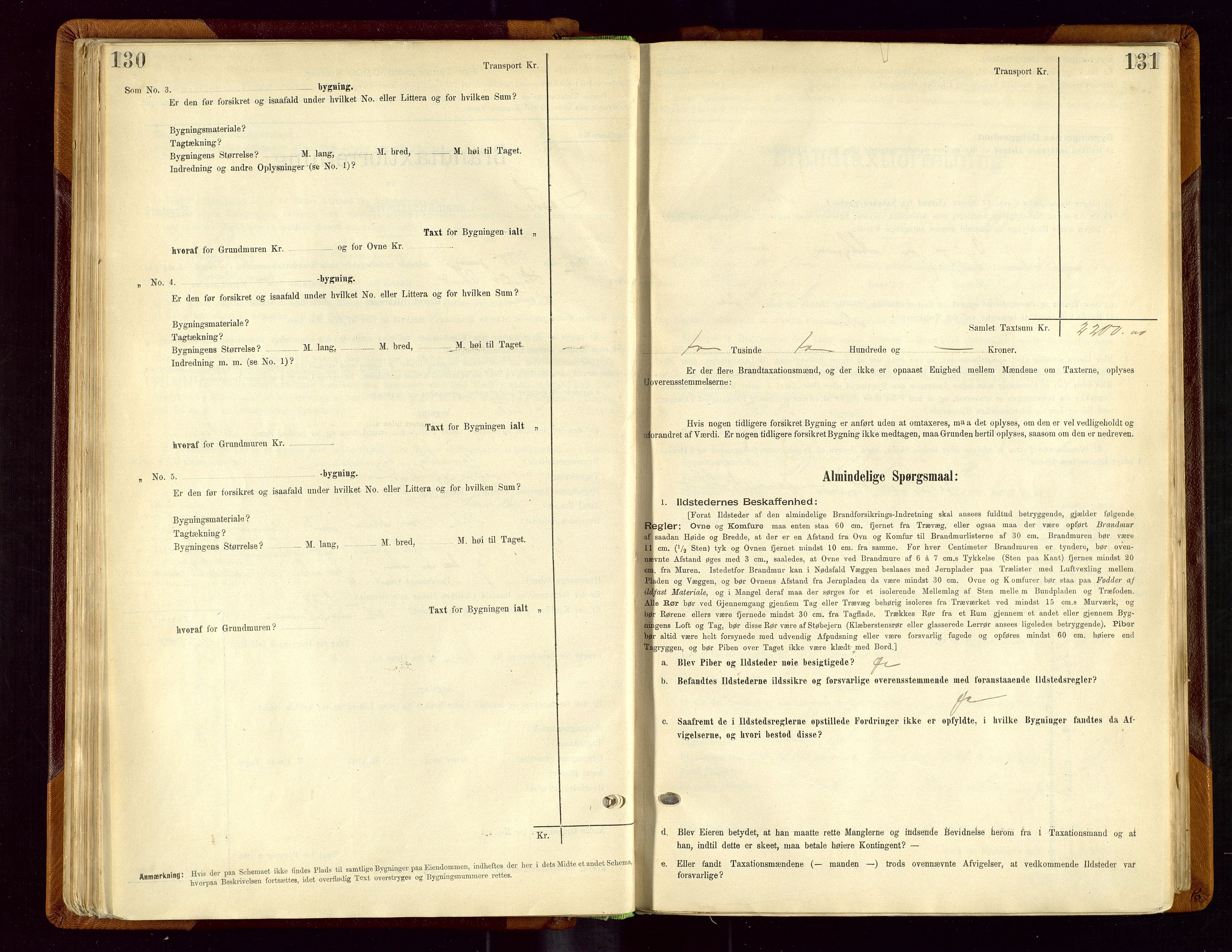 Sauda lensmannskontor, SAST/A-100177/Gob/L0001: Branntakstprotokoll - skjematakst, 1894-1914, p. 130-131