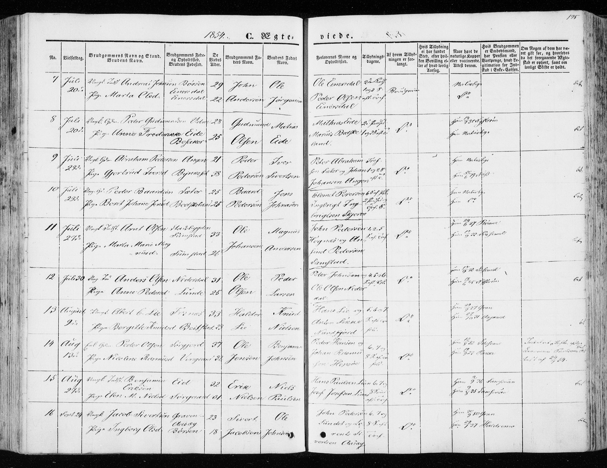 Ministerialprotokoller, klokkerbøker og fødselsregistre - Sør-Trøndelag, SAT/A-1456/657/L0704: Parish register (official) no. 657A05, 1846-1857, p. 195