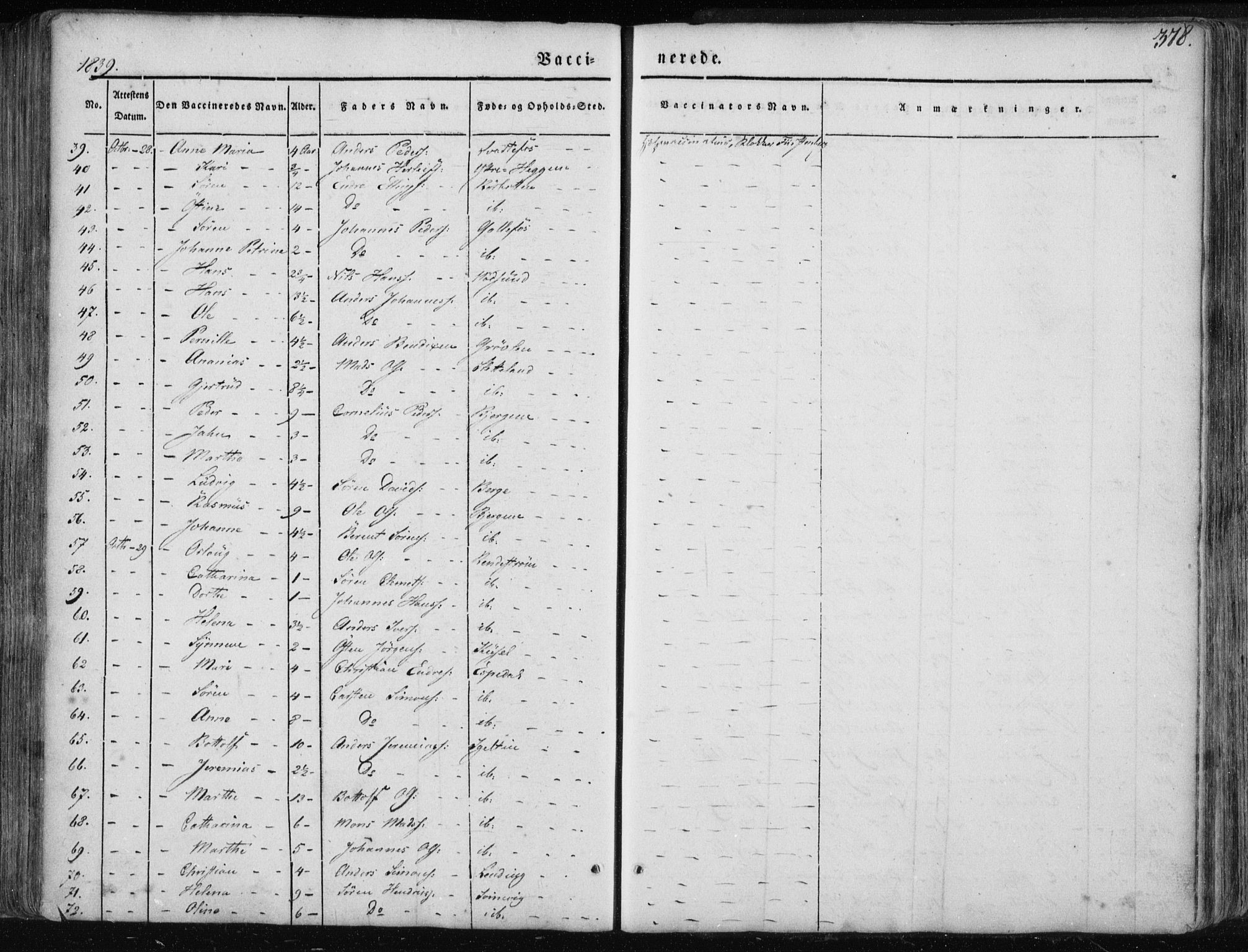 Fjaler sokneprestembete, AV/SAB-A-79801/H/Haa/Haaa/L0006: Parish register (official) no. A 6, 1835-1884, p. 378