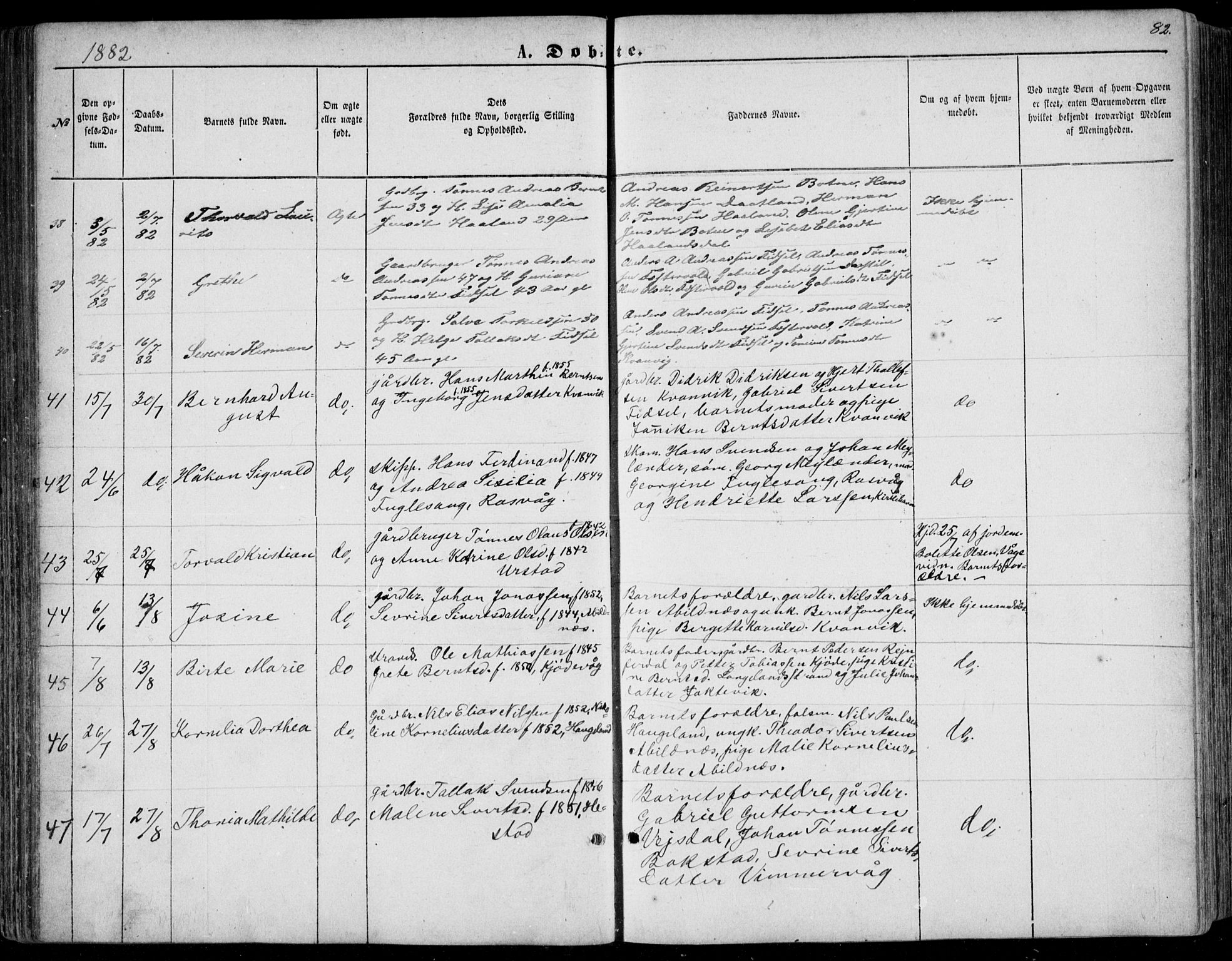 Flekkefjord sokneprestkontor, AV/SAK-1111-0012/F/Fb/Fbb/L0003: Parish register (copy) no. B 3, 1867-1889, p. 82