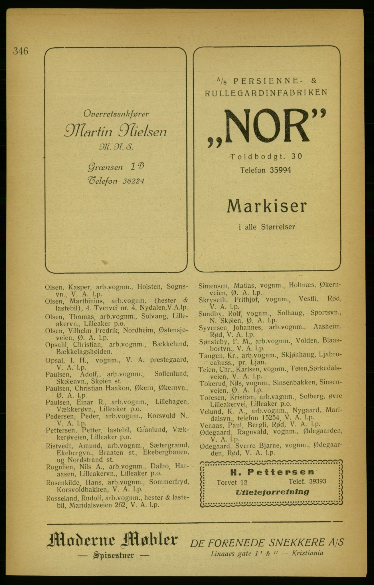 Aker adressebok/adressekalender, PUBL/001/A/002: Akers adressekalender, 1922, p. 346
