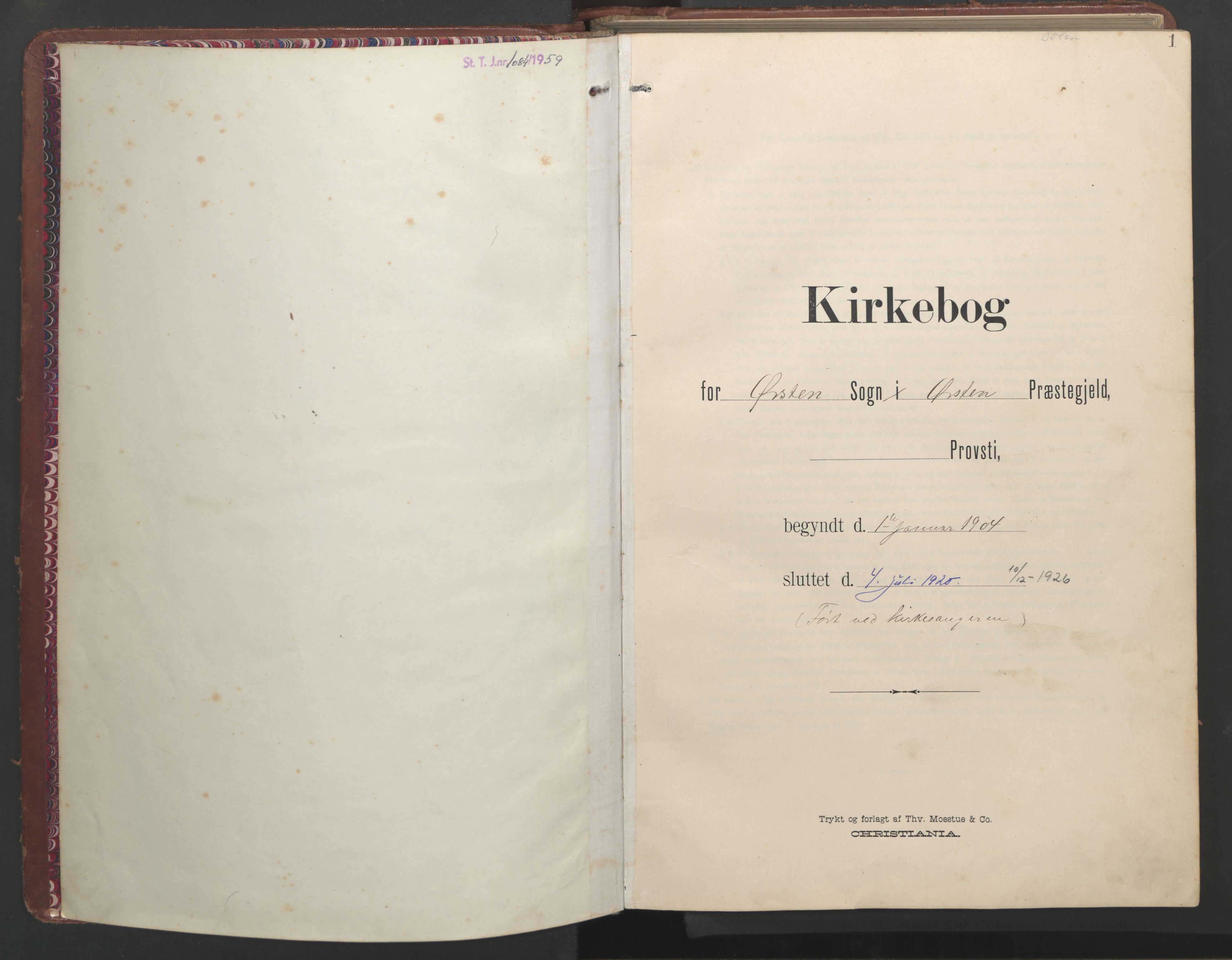 Ministerialprotokoller, klokkerbøker og fødselsregistre - Møre og Romsdal, AV/SAT-A-1454/513/L0190: Parish register (copy) no. 513C04, 1904-1926, p. 1