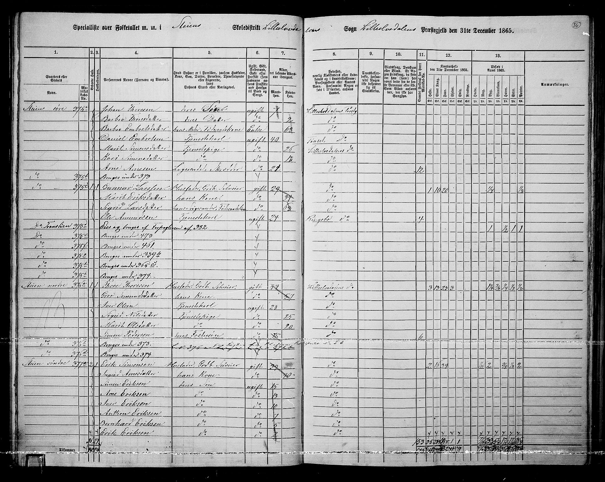 RA, 1865 census for Lille Elvedalen, 1865, p. 32