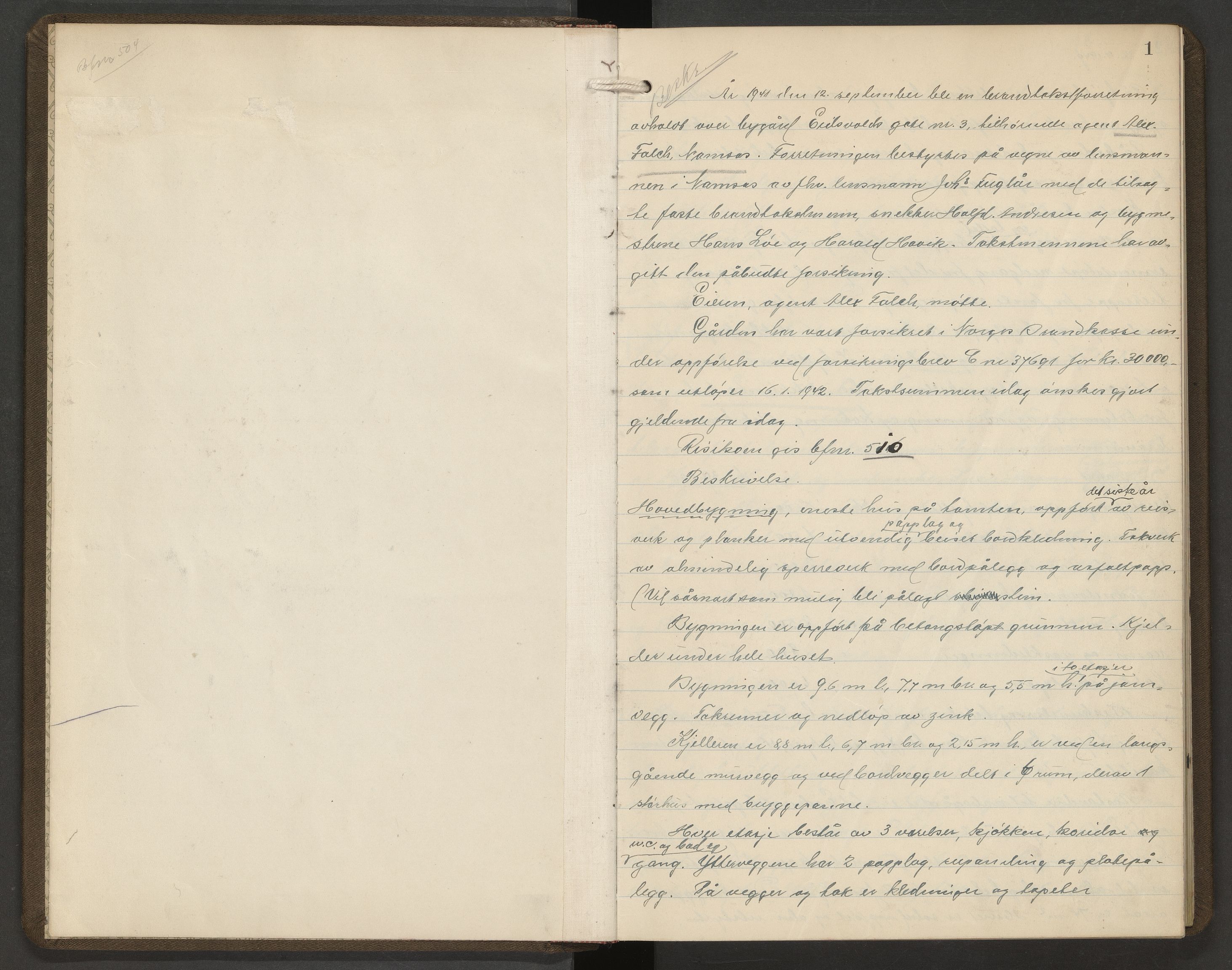 Norges Brannkasse Namsos, AV/SAT-A-5596/Fa/L0003: Branntakstprotokoll, 1941-1944