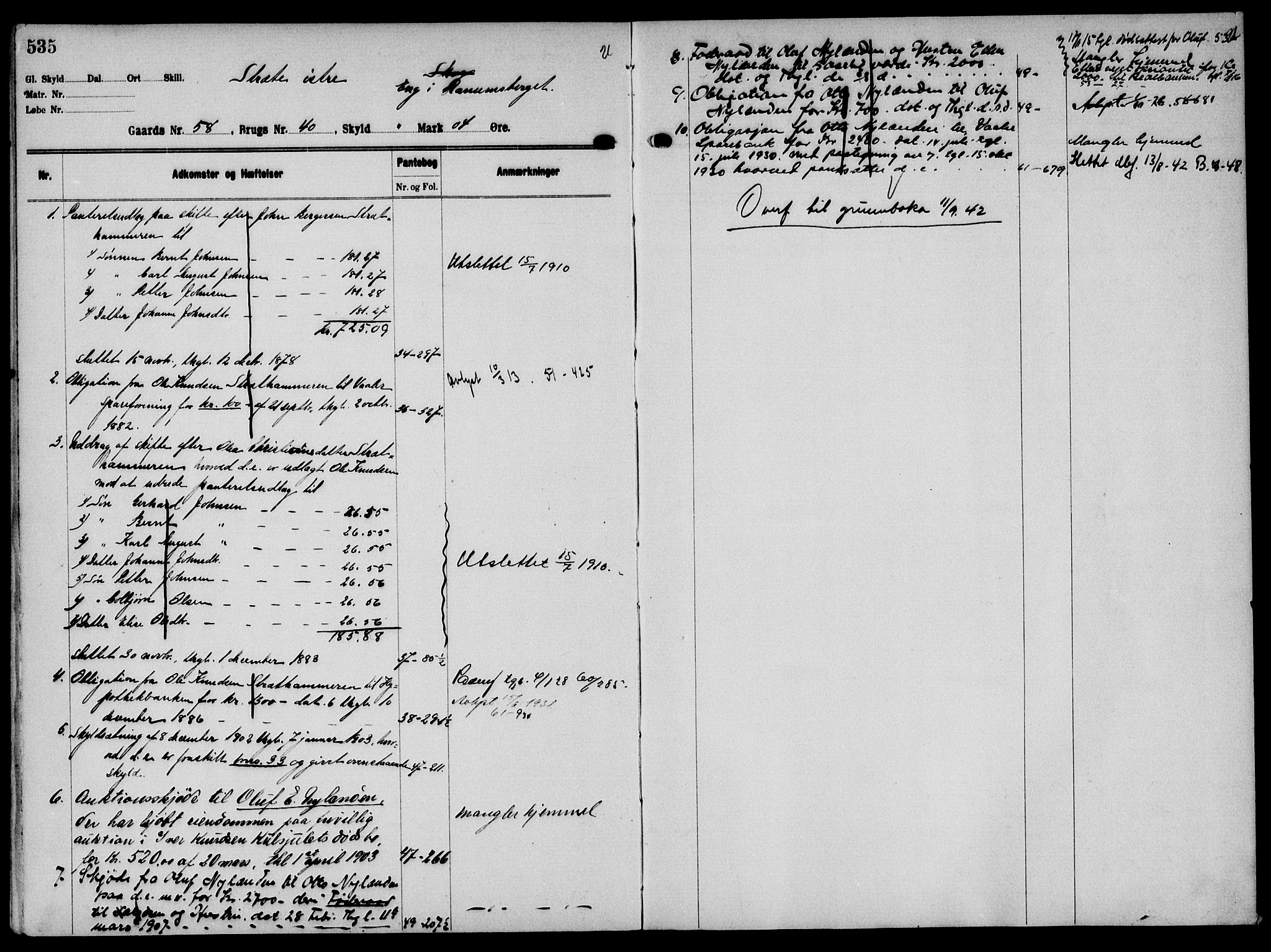 Solør tingrett, AV/SAH-TING-008/H/Ha/Hak/L0004: Mortgage register no. IV, 1900-1935, p. 535