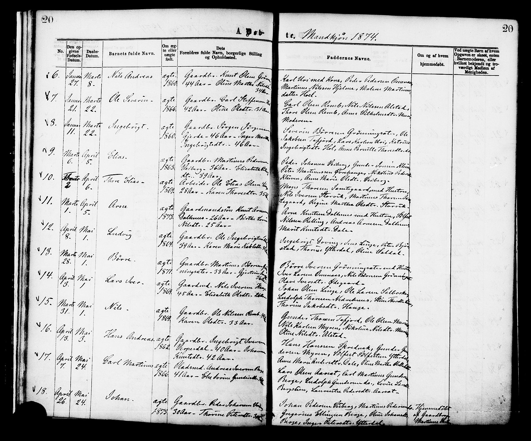 Ministerialprotokoller, klokkerbøker og fødselsregistre - Møre og Romsdal, SAT/A-1454/519/L0254: Parish register (official) no. 519A13, 1868-1883, p. 20