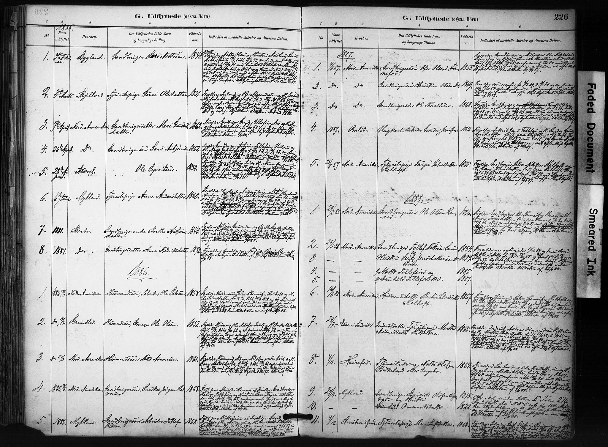 Evje sokneprestkontor, SAK/1111-0008/F/Fa/Fab/L0003: Parish register (official) no. A 3, 1884-1909, p. 226