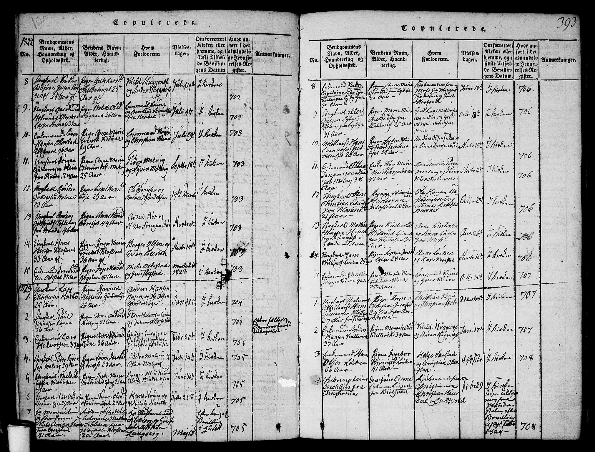 Rygge prestekontor Kirkebøker, SAO/A-10084b/F/Fa/L0003: Parish register (official) no. 3, 1814-1836, p. 392-393