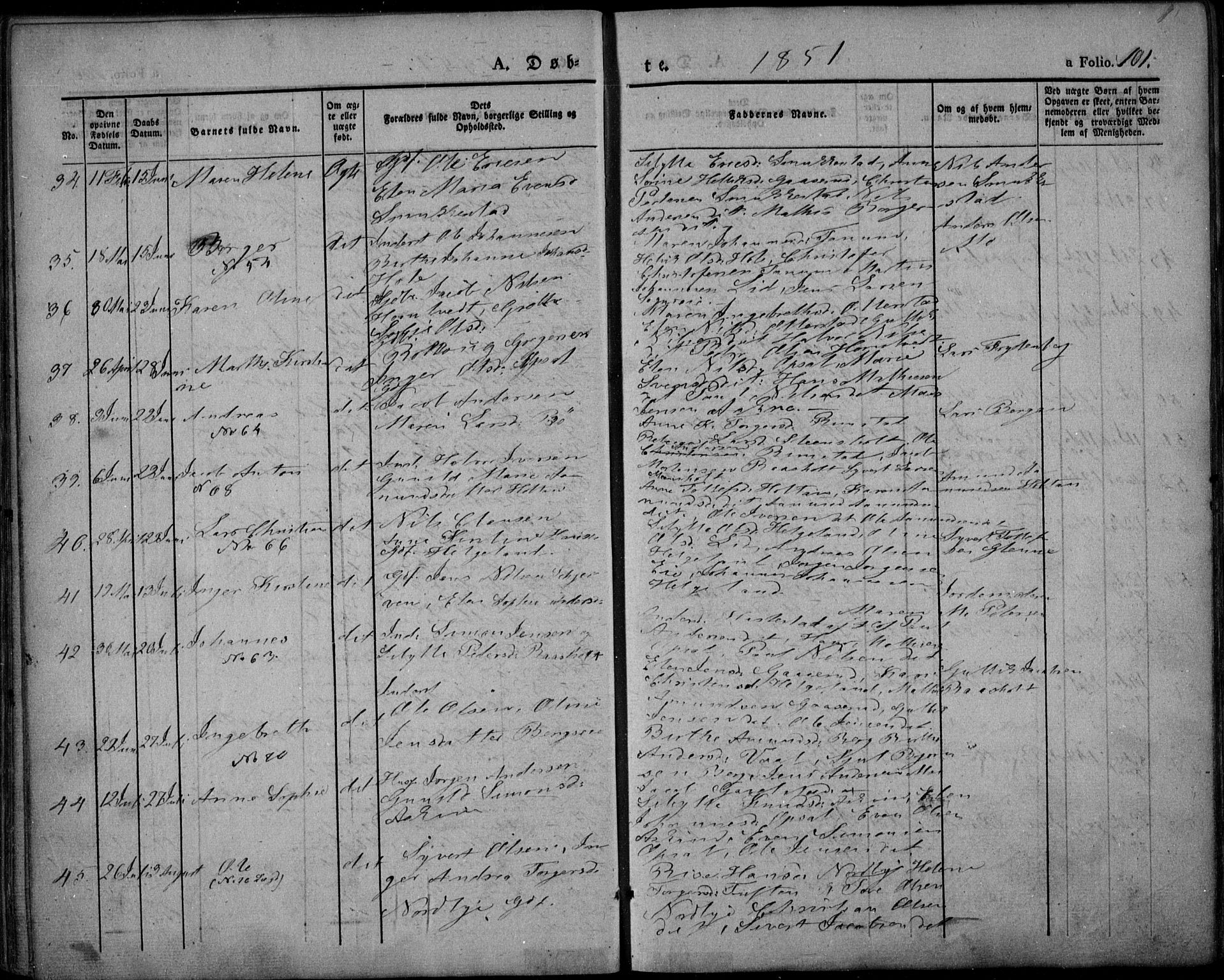 Lardal kirkebøker, SAKO/A-350/F/Fa/L0006: Parish register (official) no. I 6, 1835-1860, p. 101