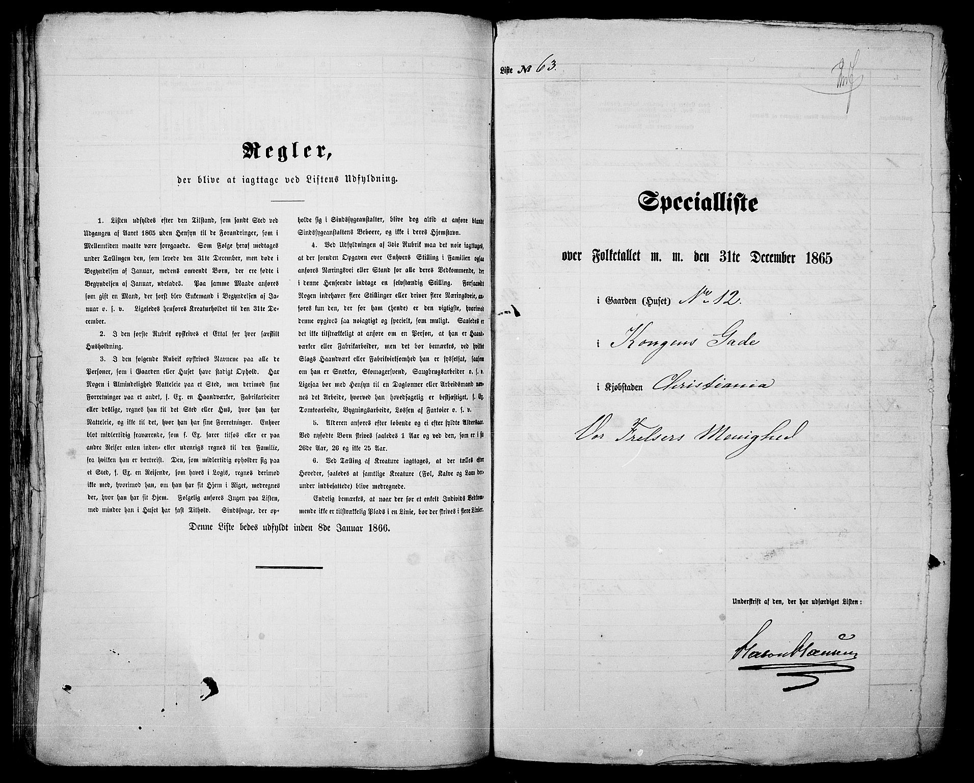 RA, 1865 census for Kristiania, 1865, p. 266