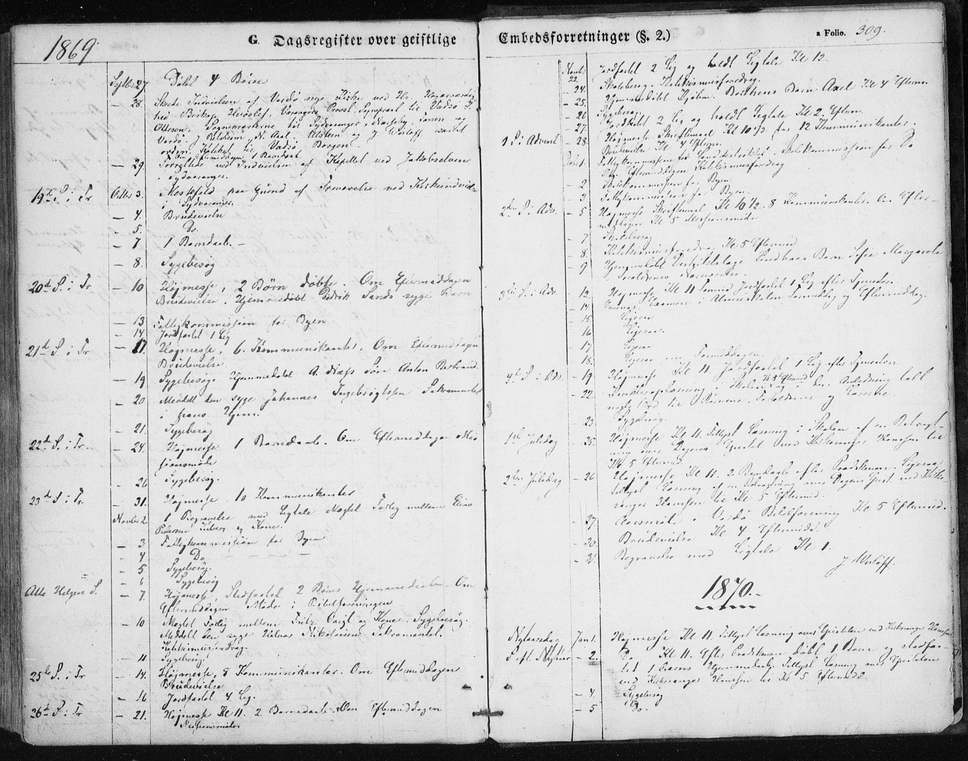 Vardø sokneprestkontor, SATØ/S-1332/H/Ha/L0004kirke: Parish register (official) no. 4, 1862-1871, p. 309