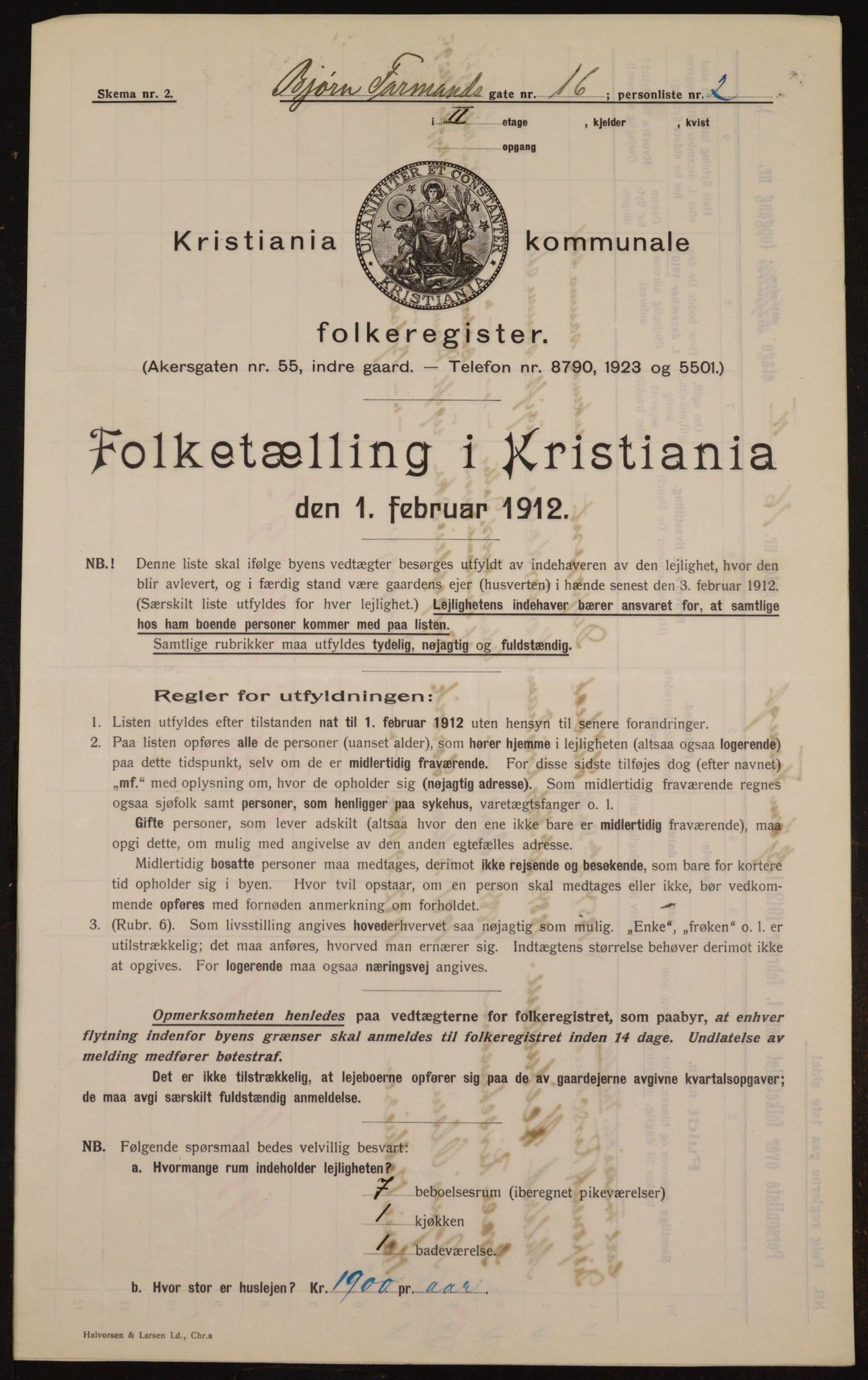 OBA, Municipal Census 1912 for Kristiania, 1912, p. 6568