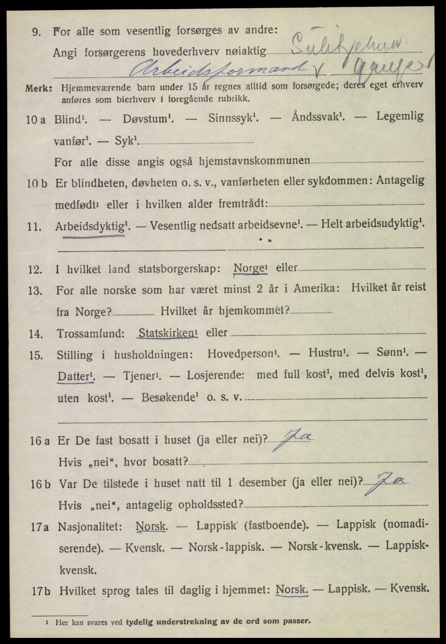 SAT, 1920 census for Fauske, 1920, p. 15691