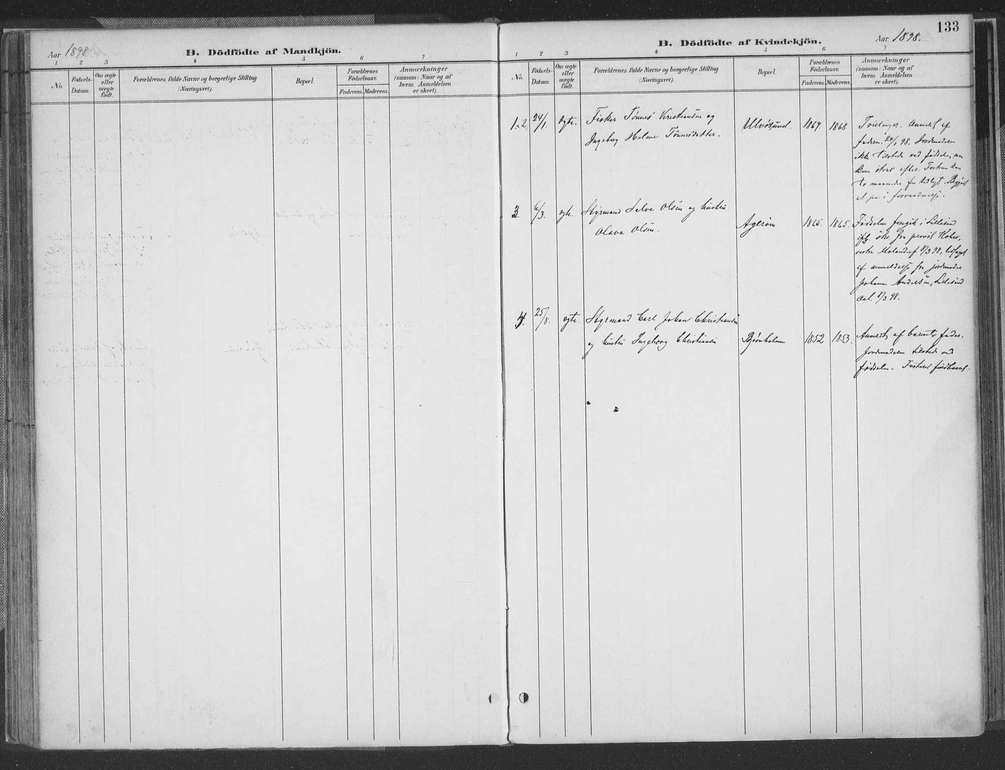 Høvåg sokneprestkontor, SAK/1111-0025/F/Fa/L0006: Parish register (official) no. A 6, 1894-1923, p. 133