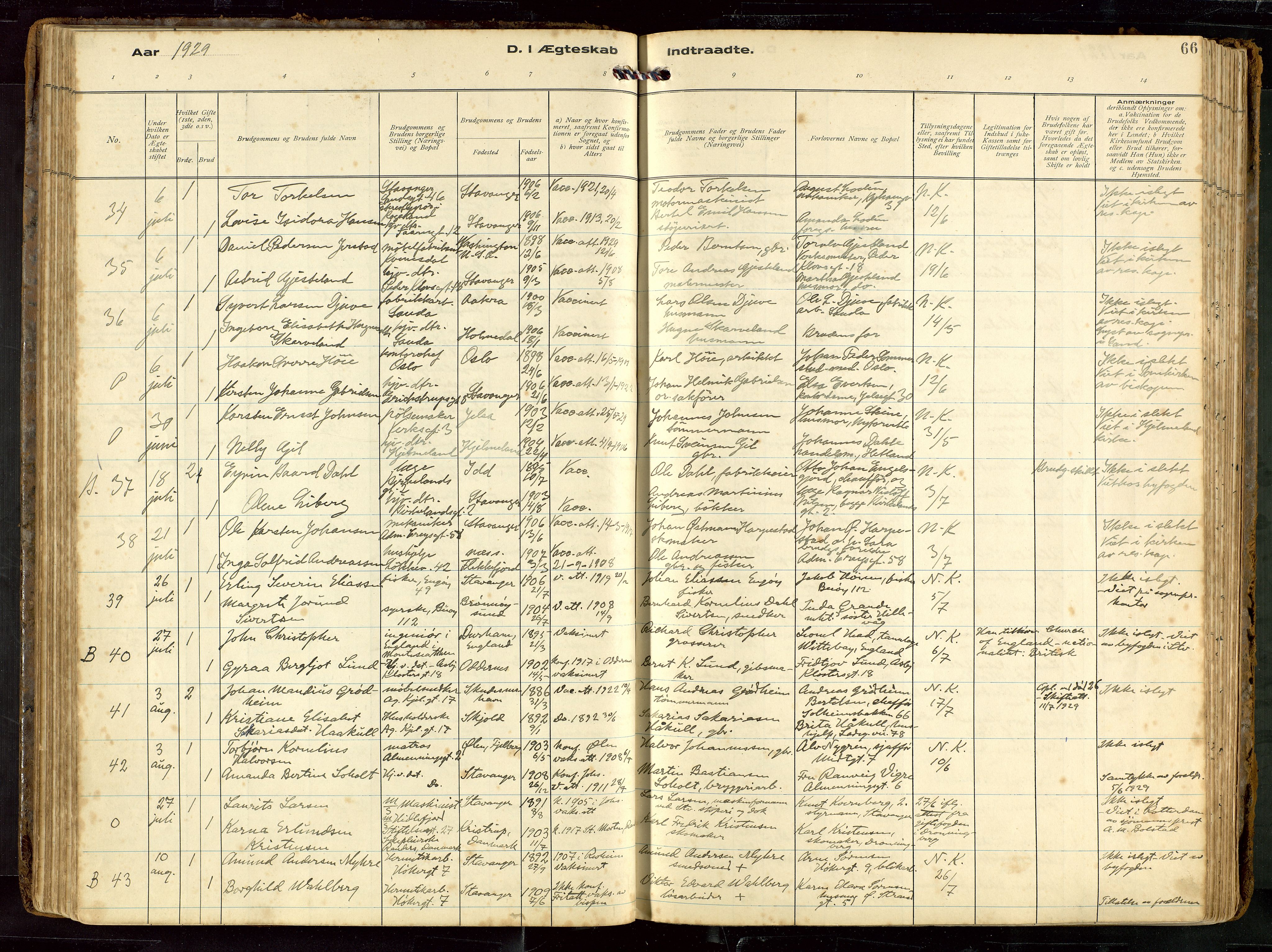 St. Petri sokneprestkontor, AV/SAST-A-101813/002/D/L0002: Parish register (official) no. A 27, 1921-1942, p. 66