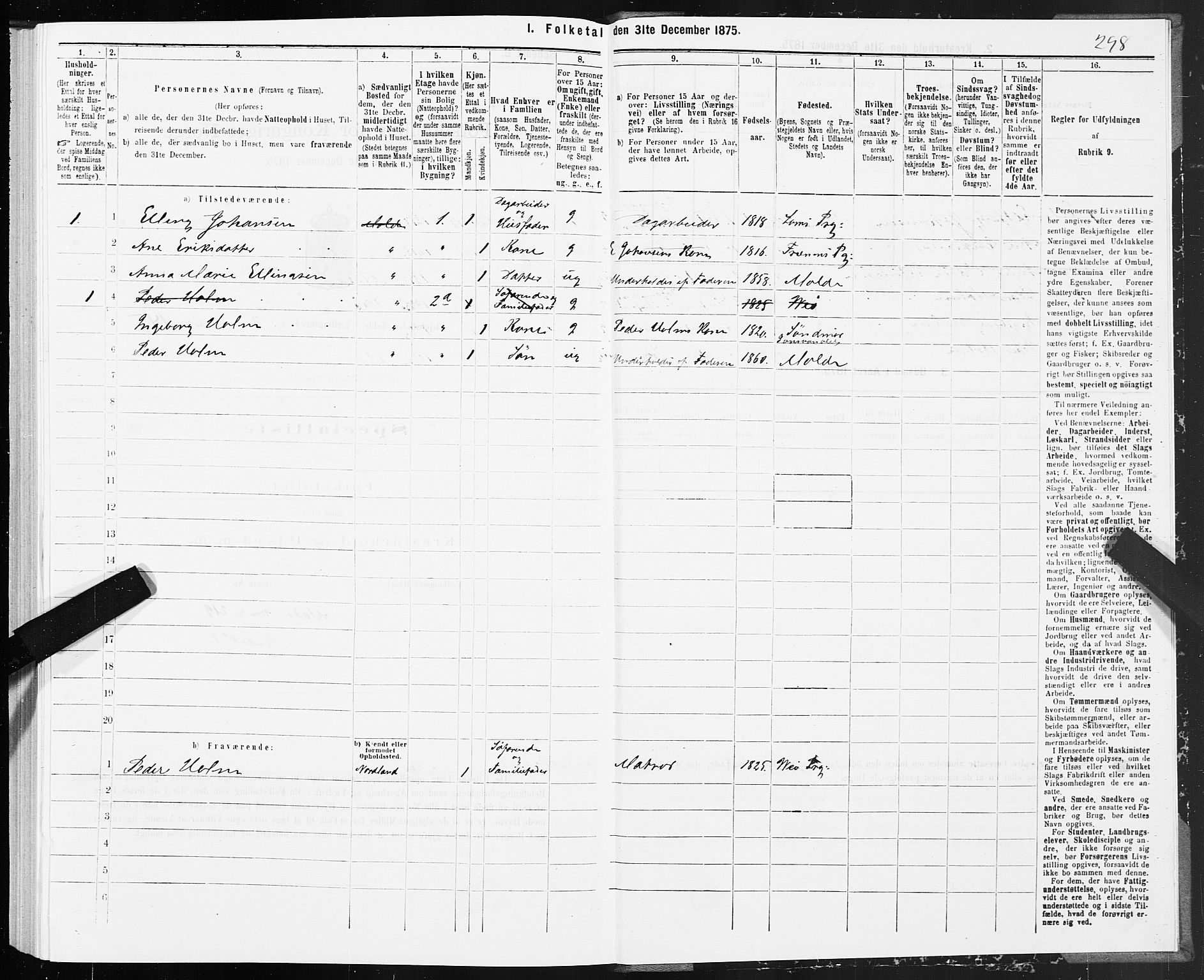 SAT, 1875 census for 1502P Molde, 1875, p. 1298