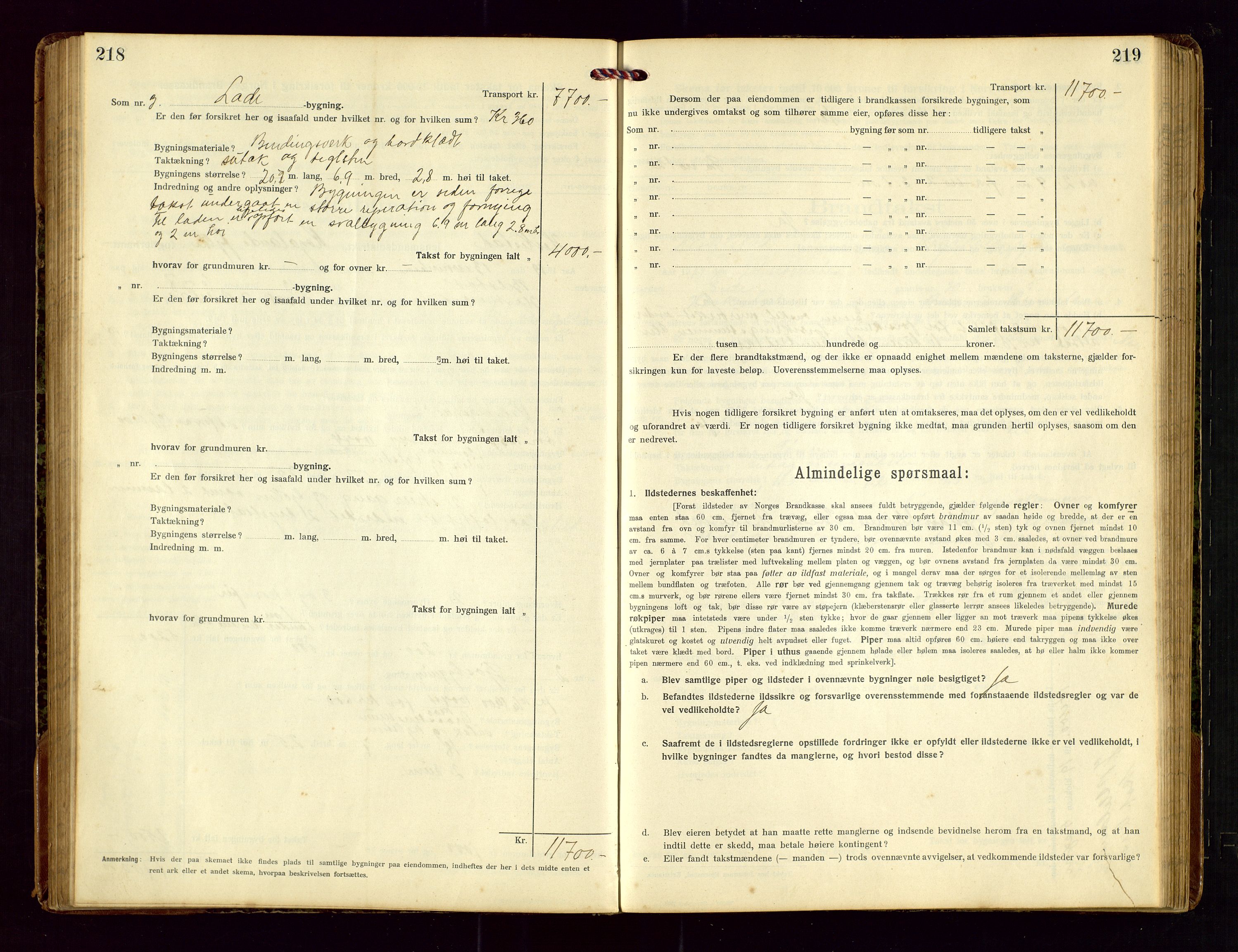 Heskestad lensmannskontor, AV/SAST-A-100304/Gob/L0002: "Brandtakstprotokol", 1915-1922, p. 218-219