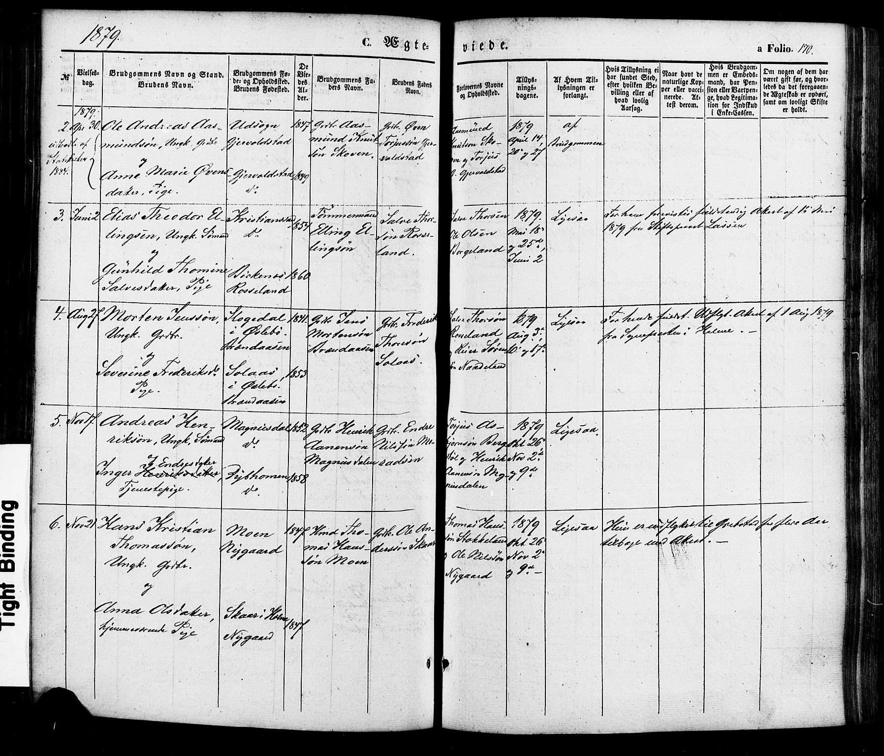 Søgne sokneprestkontor, SAK/1111-0037/F/Fa/Faa/L0002: Parish register (official) no. A 2, 1854-1882, p. 170