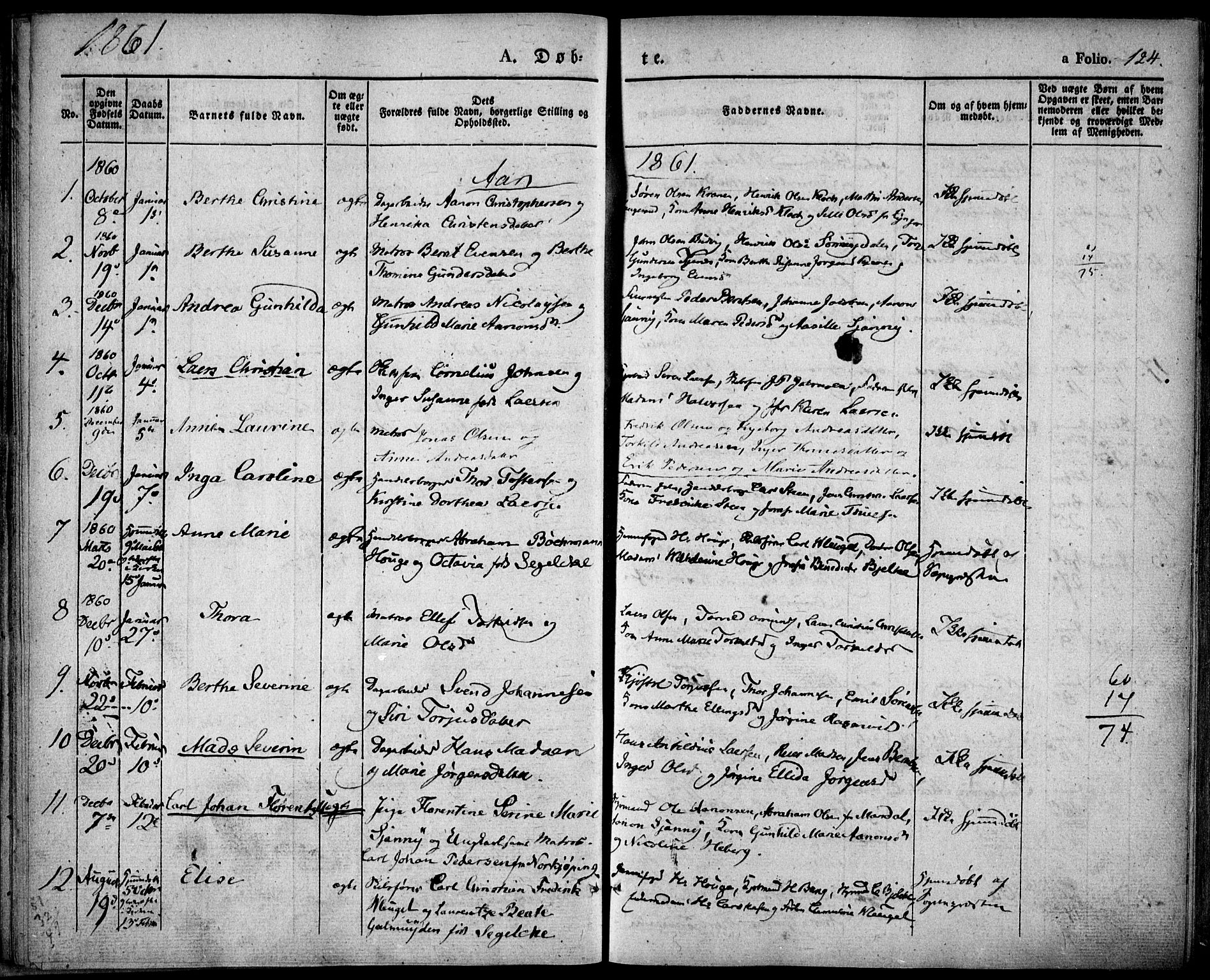 Risør sokneprestkontor, AV/SAK-1111-0035/F/Fa/L0003: Parish register (official) no. A 3, 1838-1864, p. 124