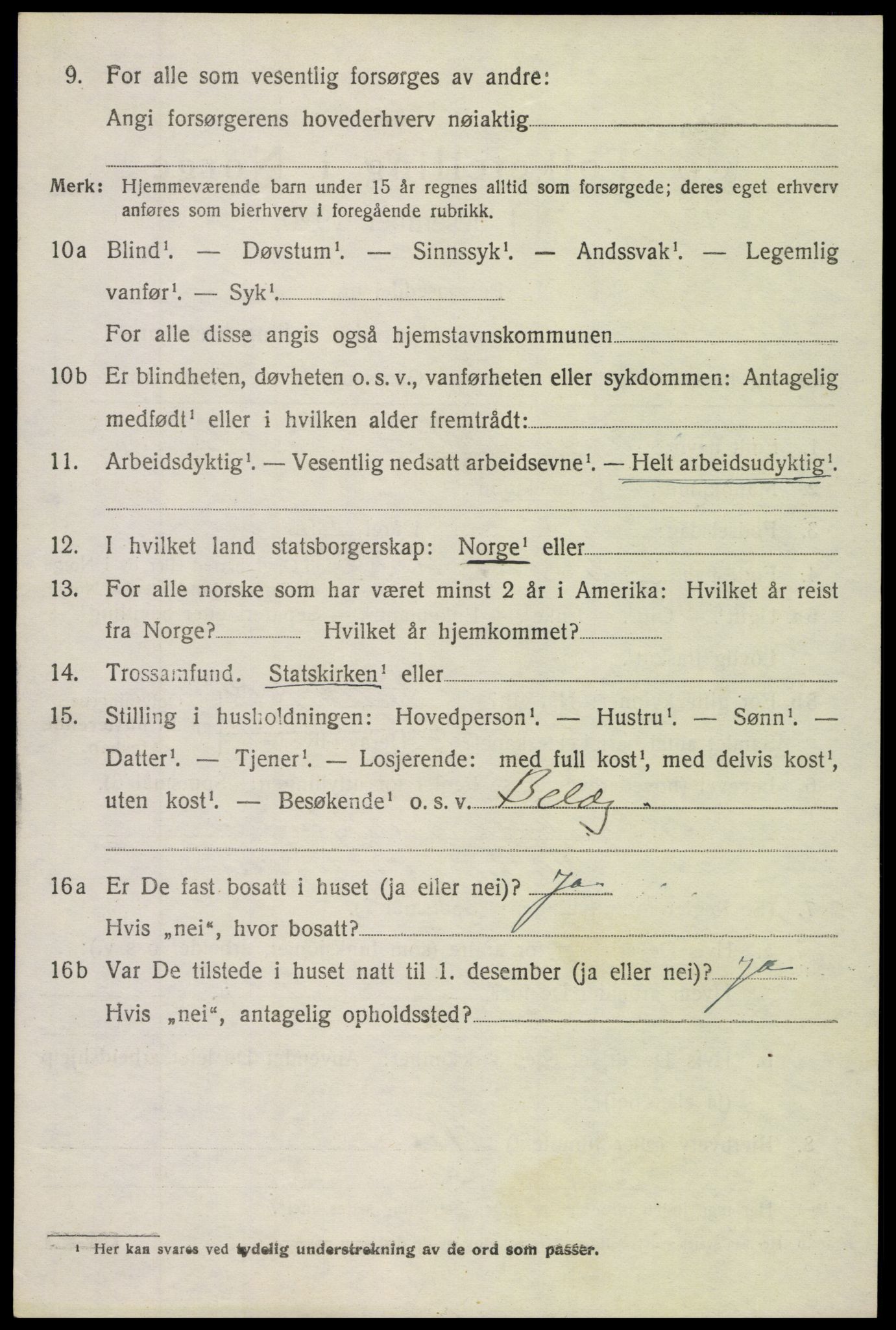 SAH, 1920 census for Fluberg, 1920, p. 3603