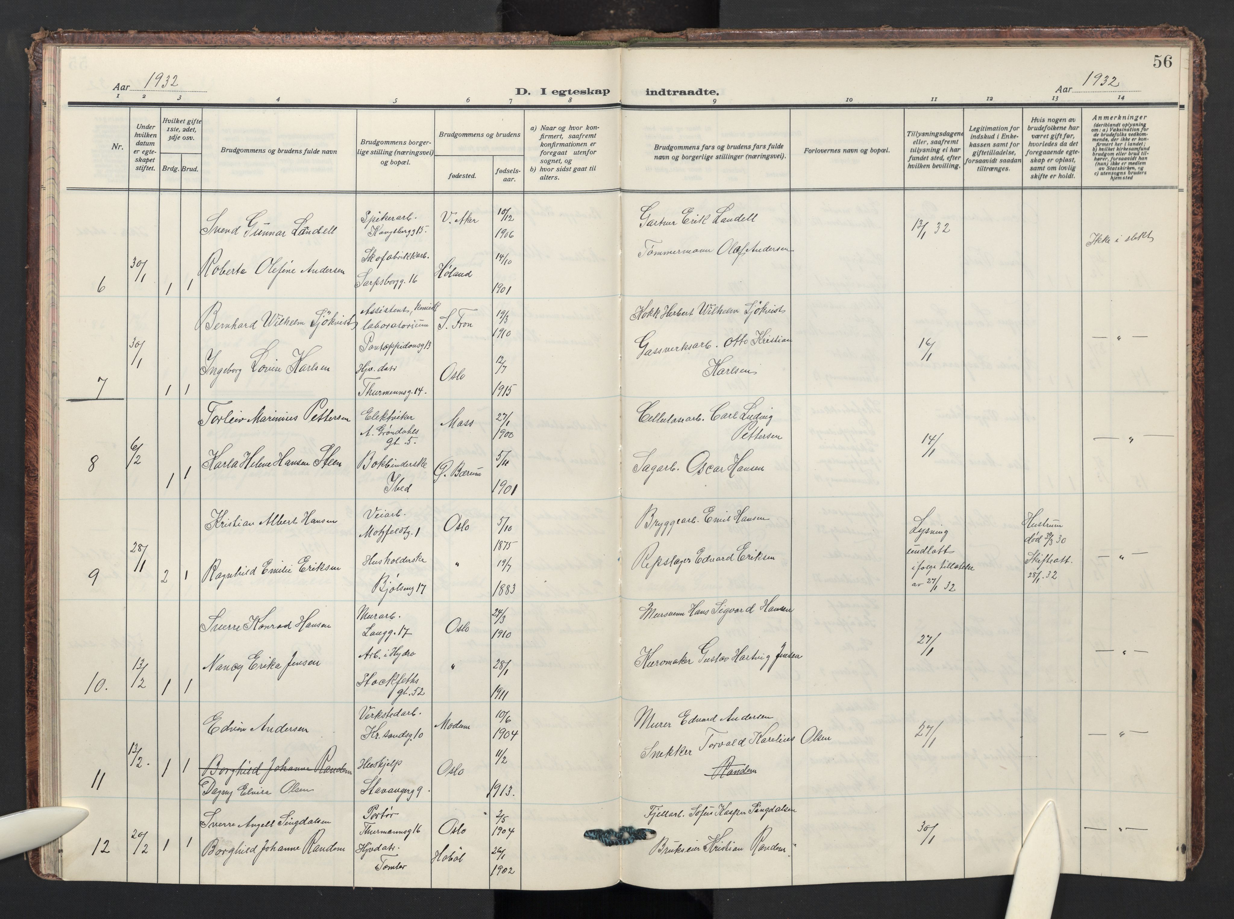 Sagene prestekontor Kirkebøker, AV/SAO-A-10796/F/L0016: Parish register (official) no. 16, 1929-1935, p. 56