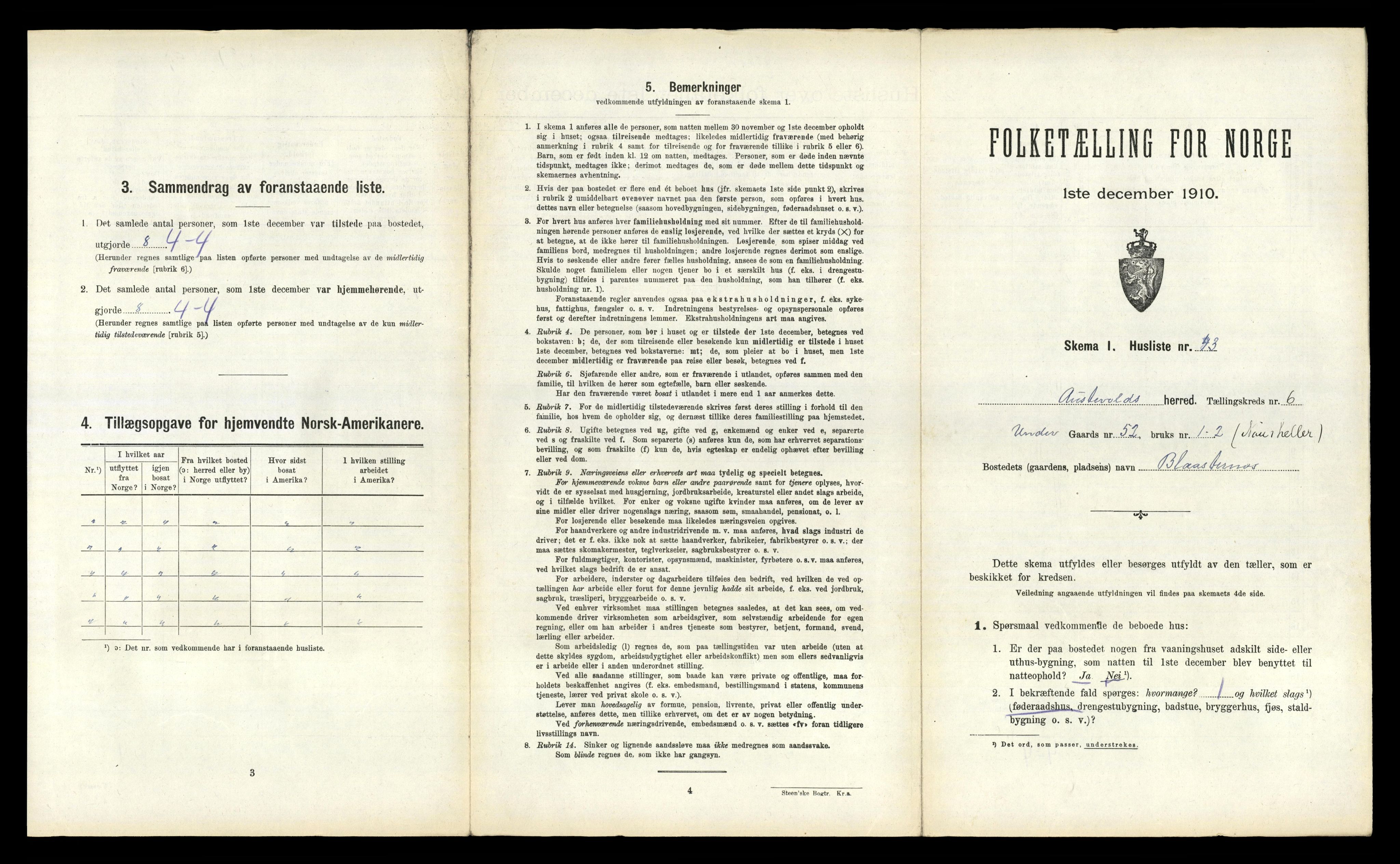 RA, 1910 census for Austevoll, 1910, p. 706