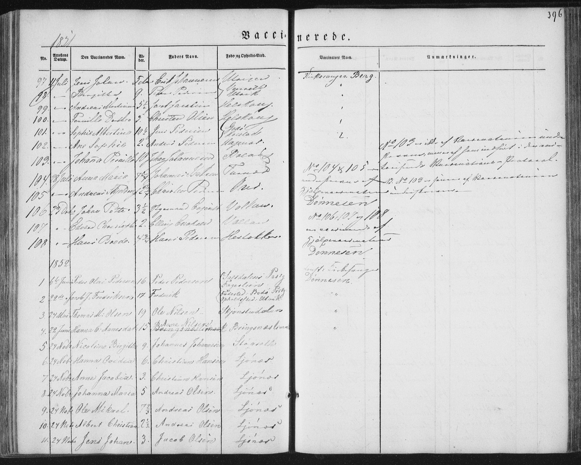 Ministerialprotokoller, klokkerbøker og fødselsregistre - Nordland, AV/SAT-A-1459/852/L0738: Parish register (official) no. 852A08, 1849-1865, p. 396