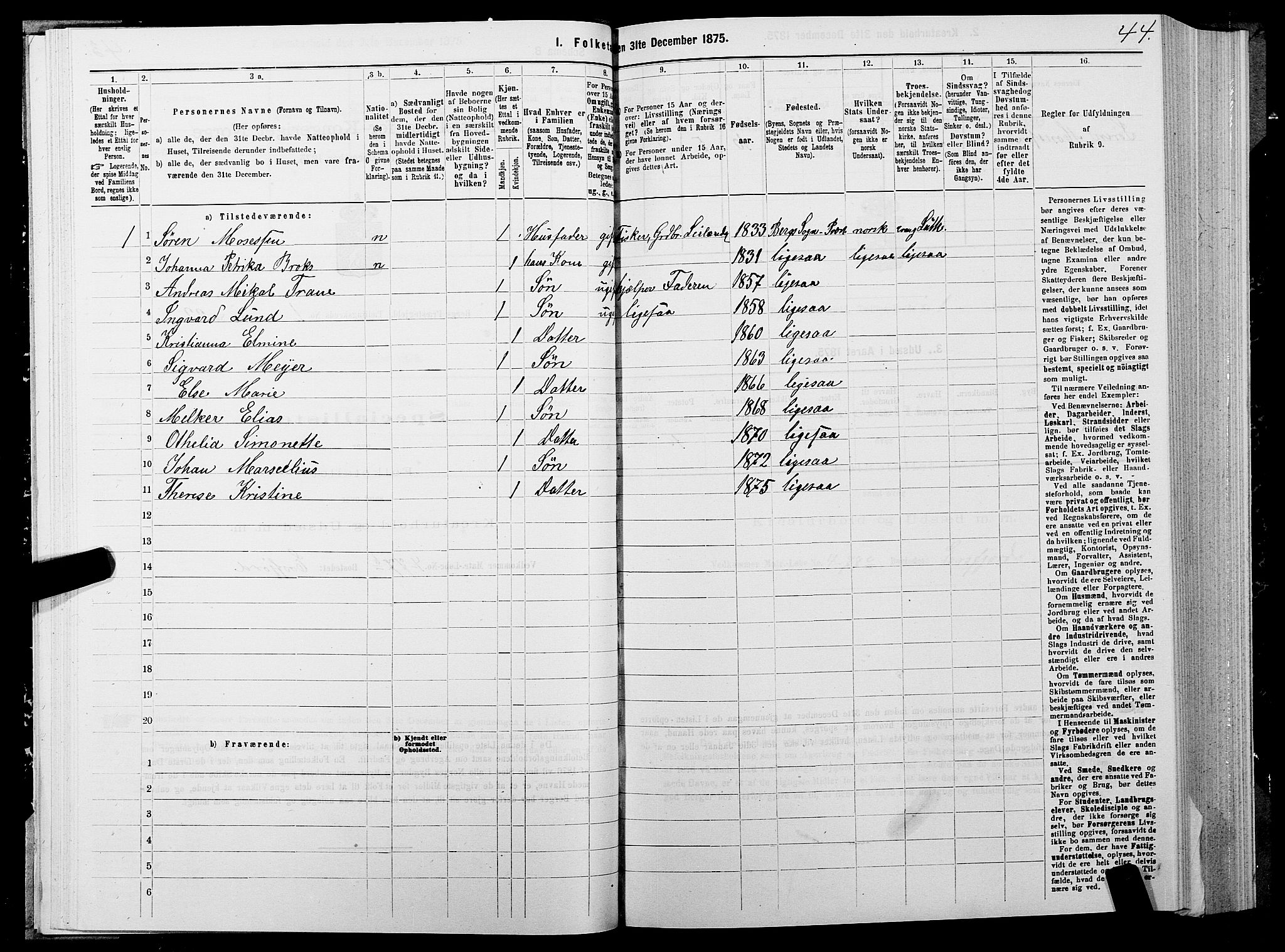 SATØ, 1875 census for 1929P Berg, 1875, p. 1044