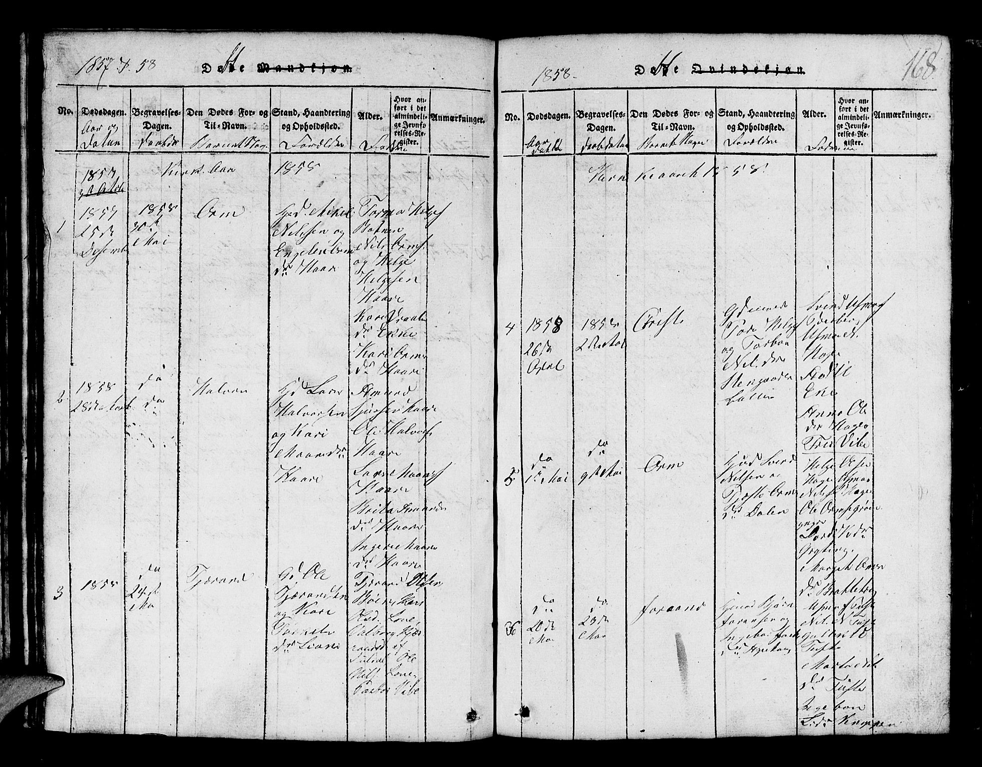 Røldal sokneprestembete, AV/SAB-A-100247: Parish register (copy) no. A 1, 1817-1860, p. 168