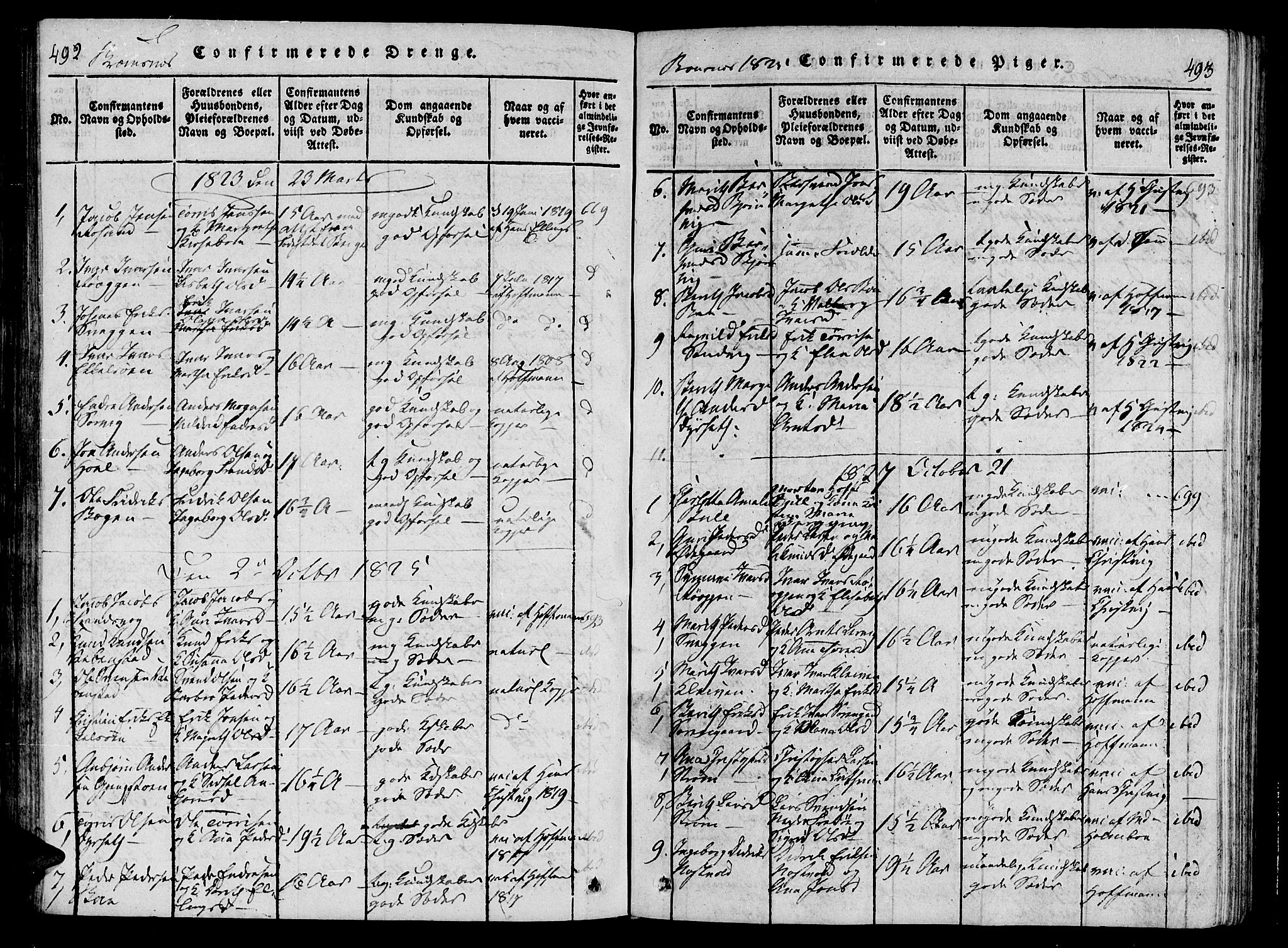 Ministerialprotokoller, klokkerbøker og fødselsregistre - Møre og Romsdal, AV/SAT-A-1454/568/L0800: Parish register (official) no. 568A09 /2, 1820-1830, p. 492-493